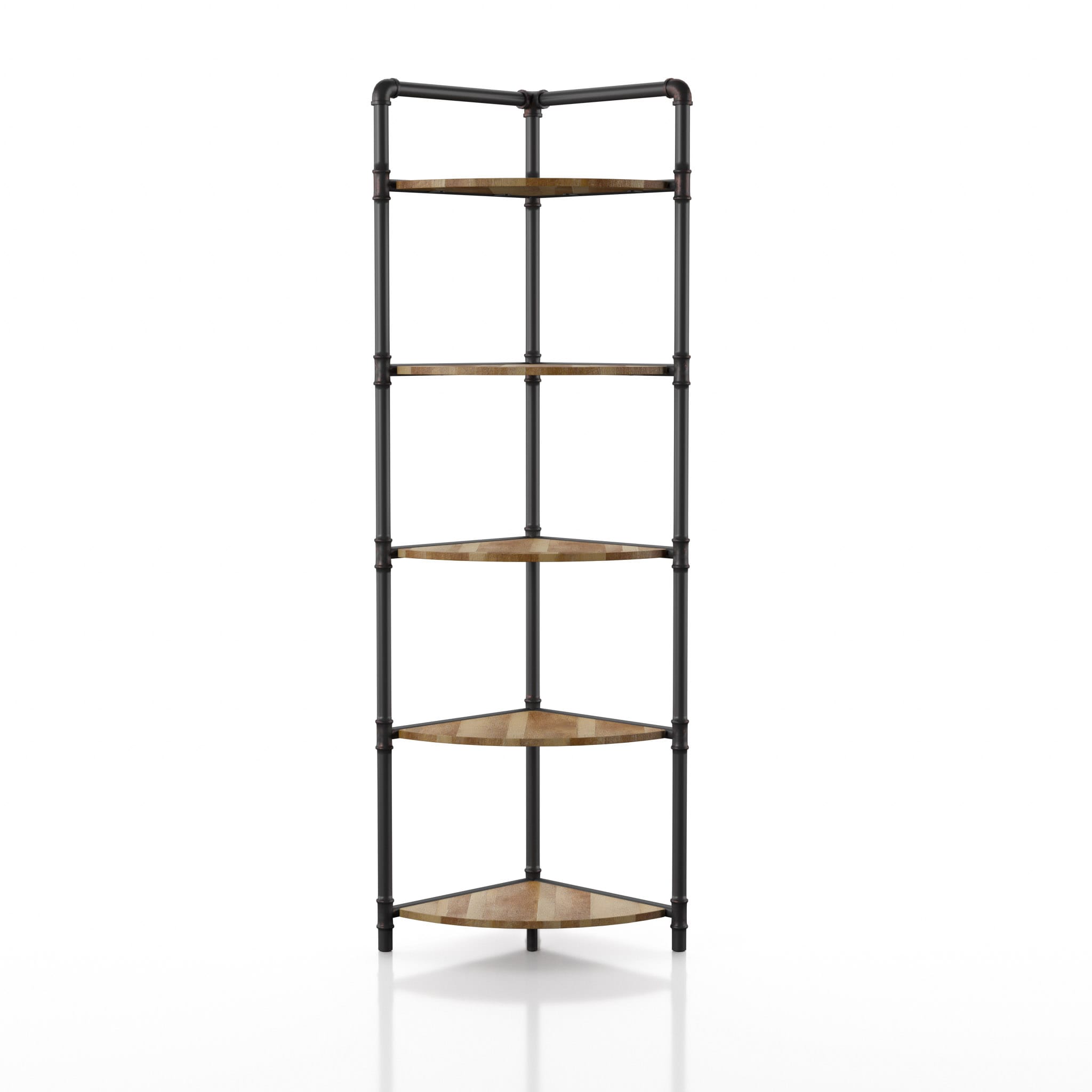 Sunnydaze Decor Industrial Style 3-Tier Bookshelf - Wood Veneer Shelves - Smoky Gray