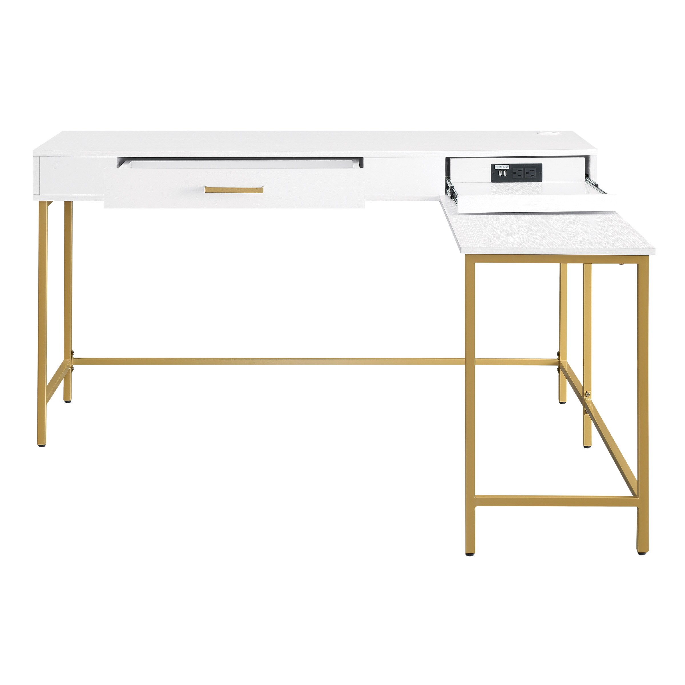 OSHOME MDRLD-WH 54-Inches White Modern/Contemporary L-shaped desk