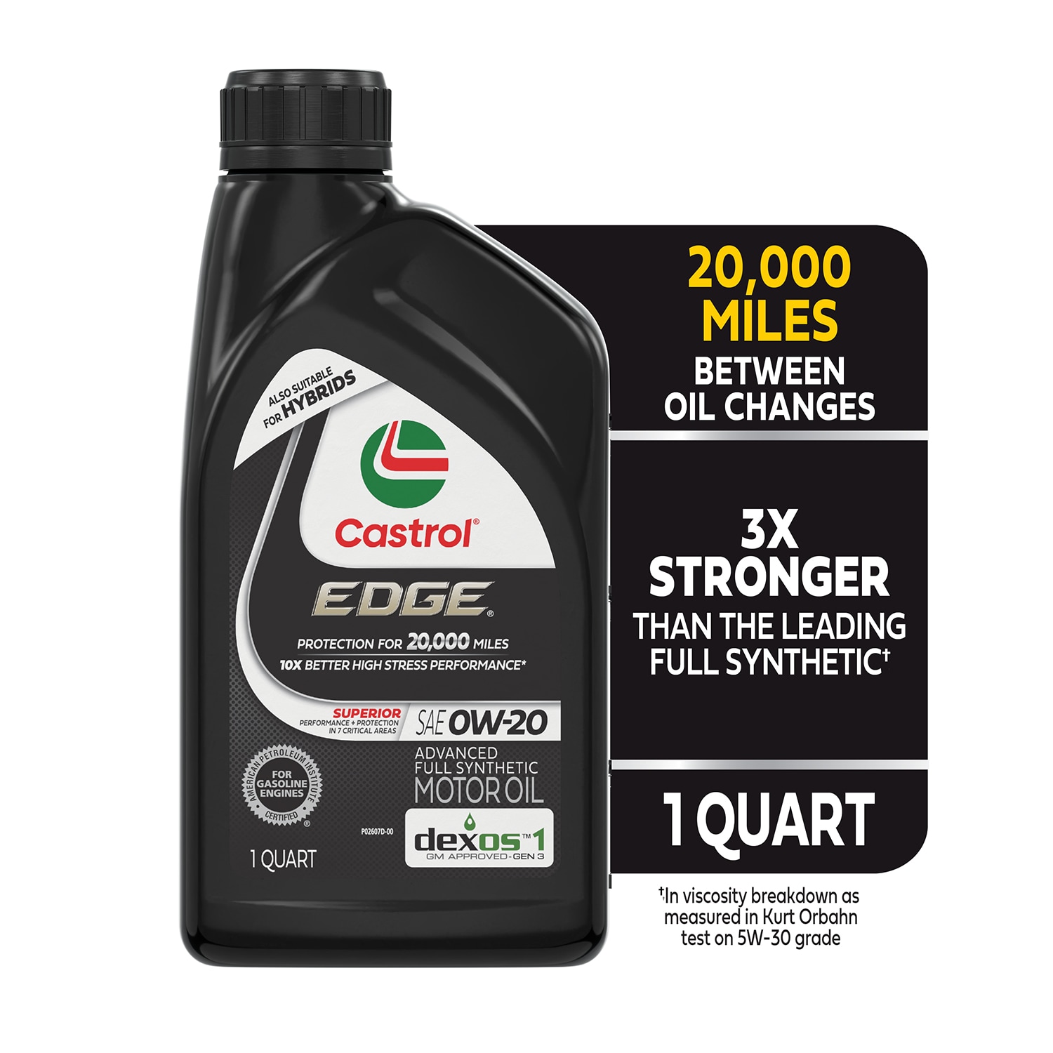 CASTROL 15D3BF EDGE 0W-20 Advanced Full Synthetic Motor Oil, 1 Quart