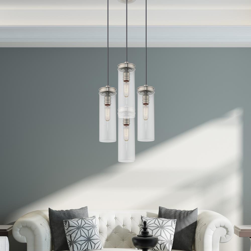 Modern Mini LED Pendant in Brushed Nickel with Clear Glass