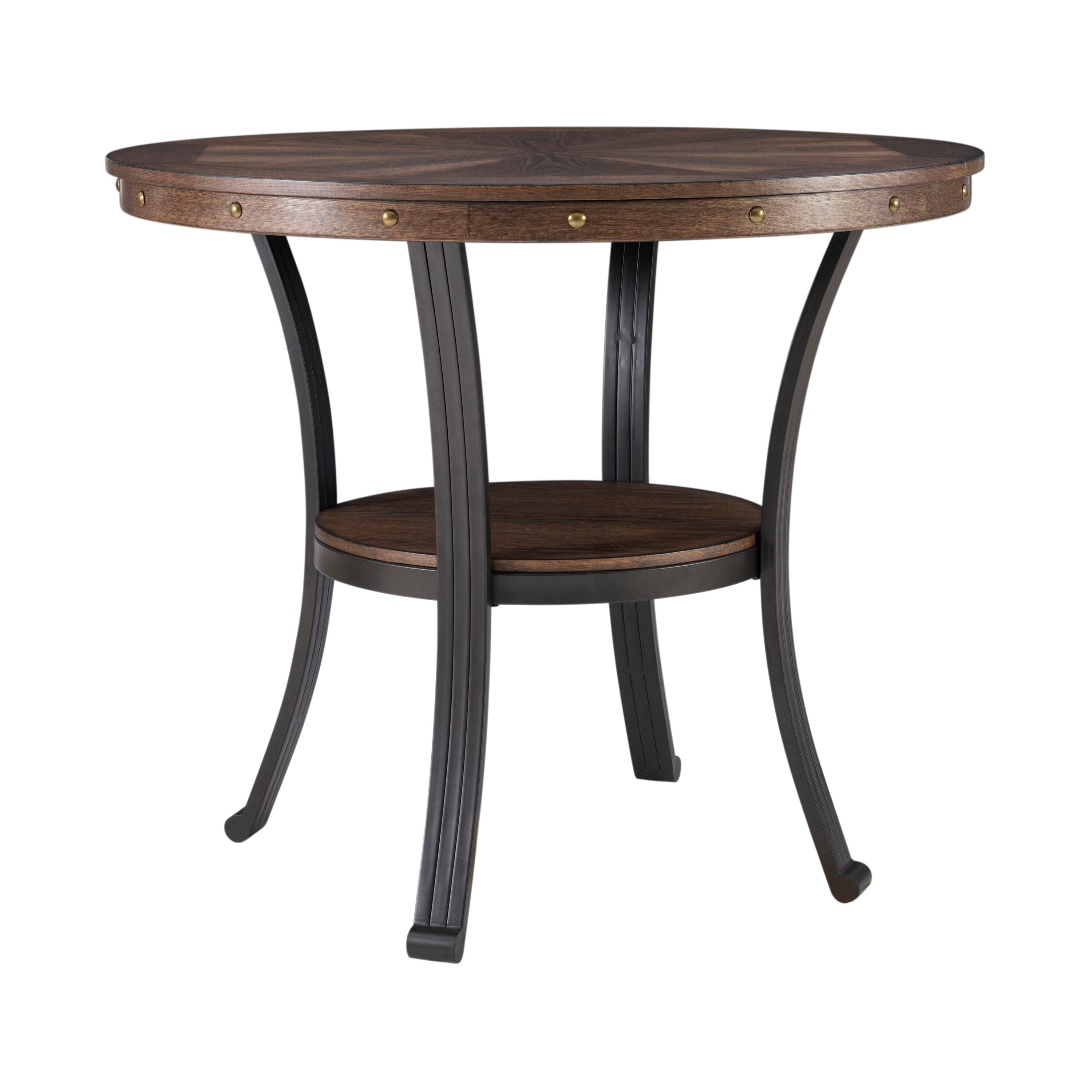 Powell PLWS211 36-in W x 19-in H Rustic Umber Wood Round Farmhouse End Table Assembly Required