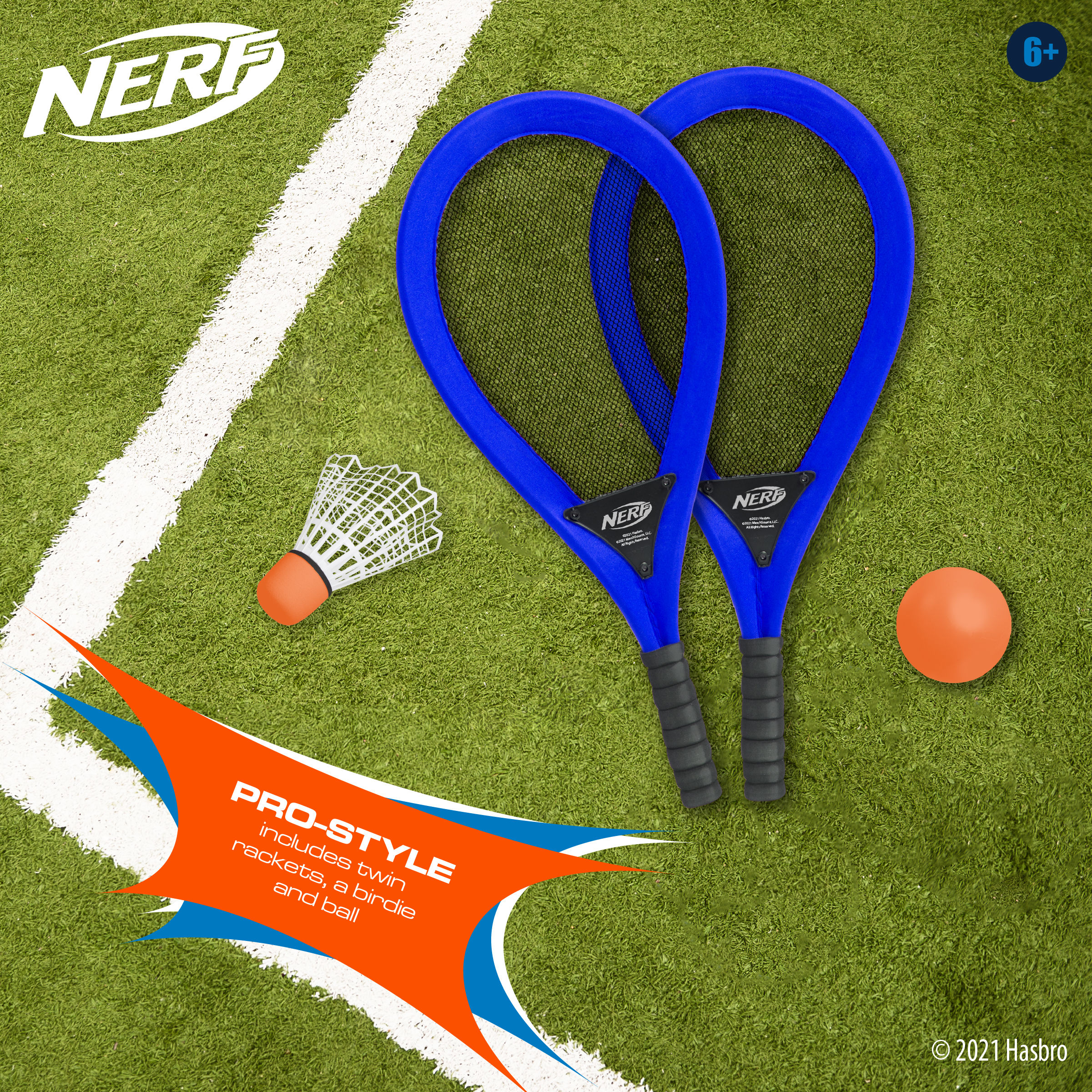 Nerf Game Mini Trampoline Paddle Set - Outdoor Party Game - Twin