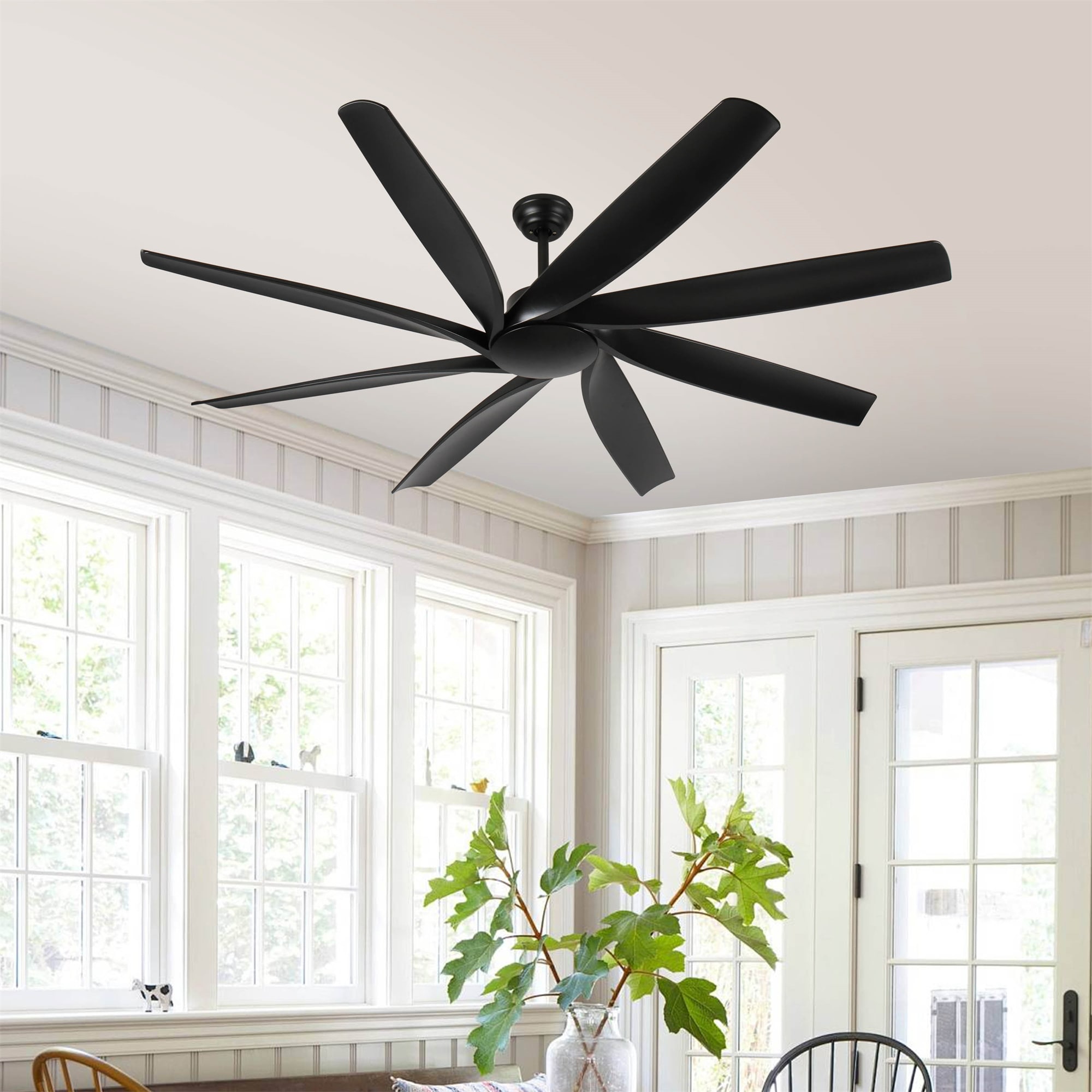 BABOOM BOM-316240-OR Industrial Ceiling Fan 72-in Black with ABS Blades Ceiling Fan Without Light - Remote Included ( 8 -Blade )