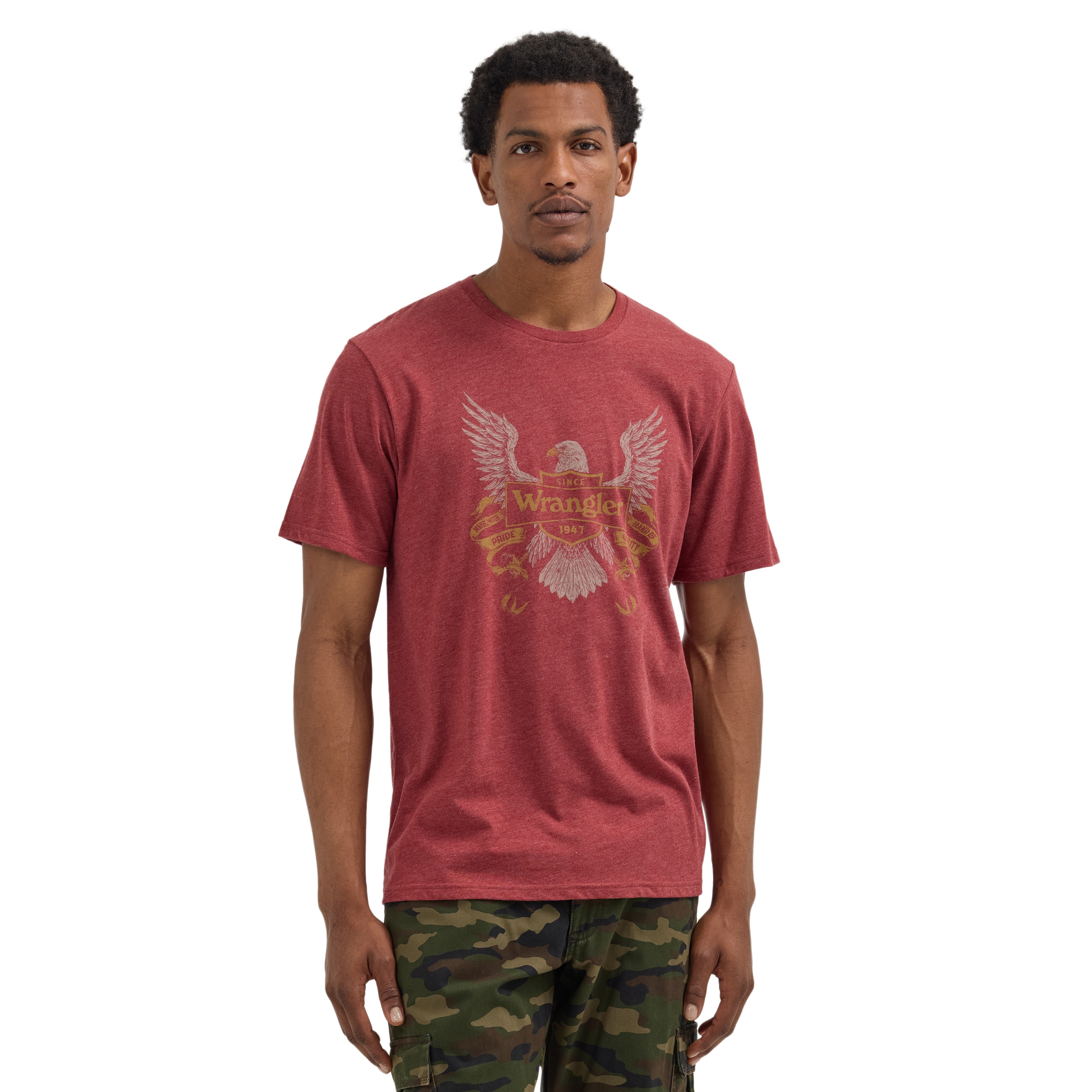 Wrangler 112361694-L Men's Red Knit Short sleeve T-shirt ( Large )