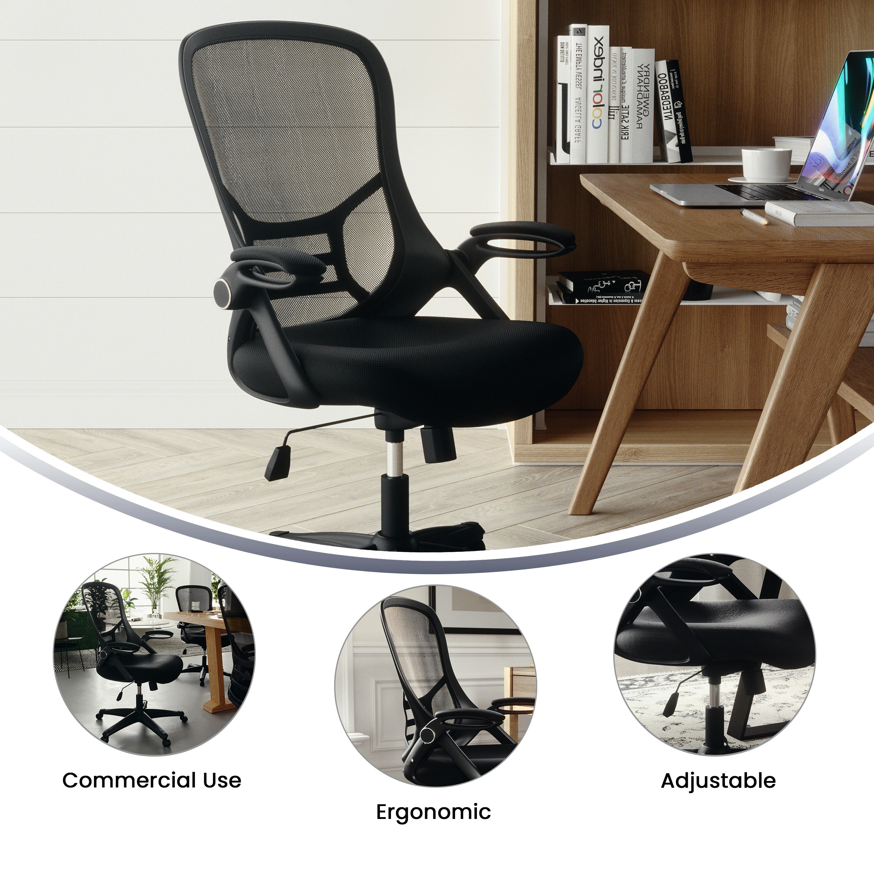 Flash Furniture Porter Black Contemporary Adjustable Height