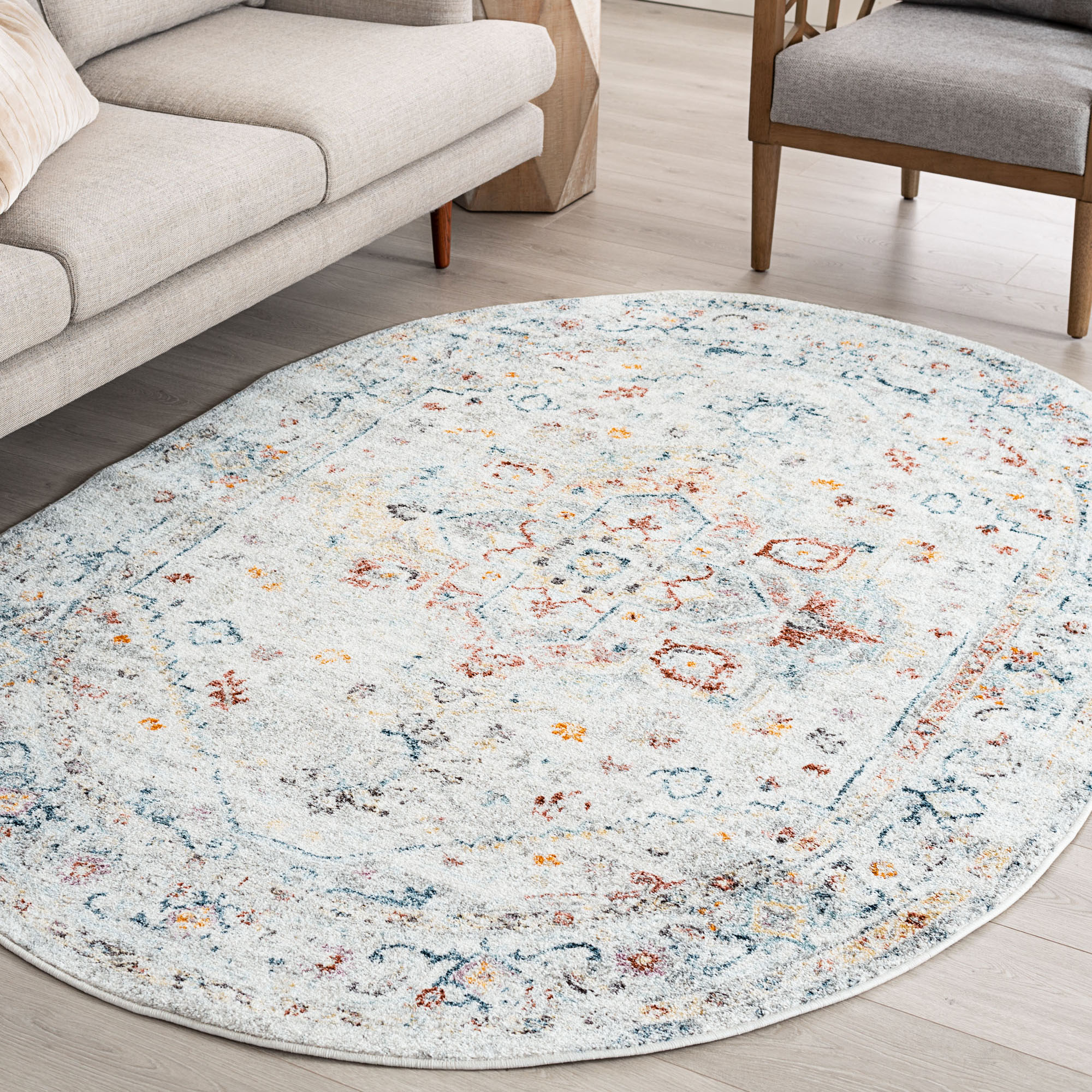 Tayse WFL4117 4X6OVL Wakefield 4 x 6 (ft) Loomed Polypropylene Cream Oval Indoor Area rug
