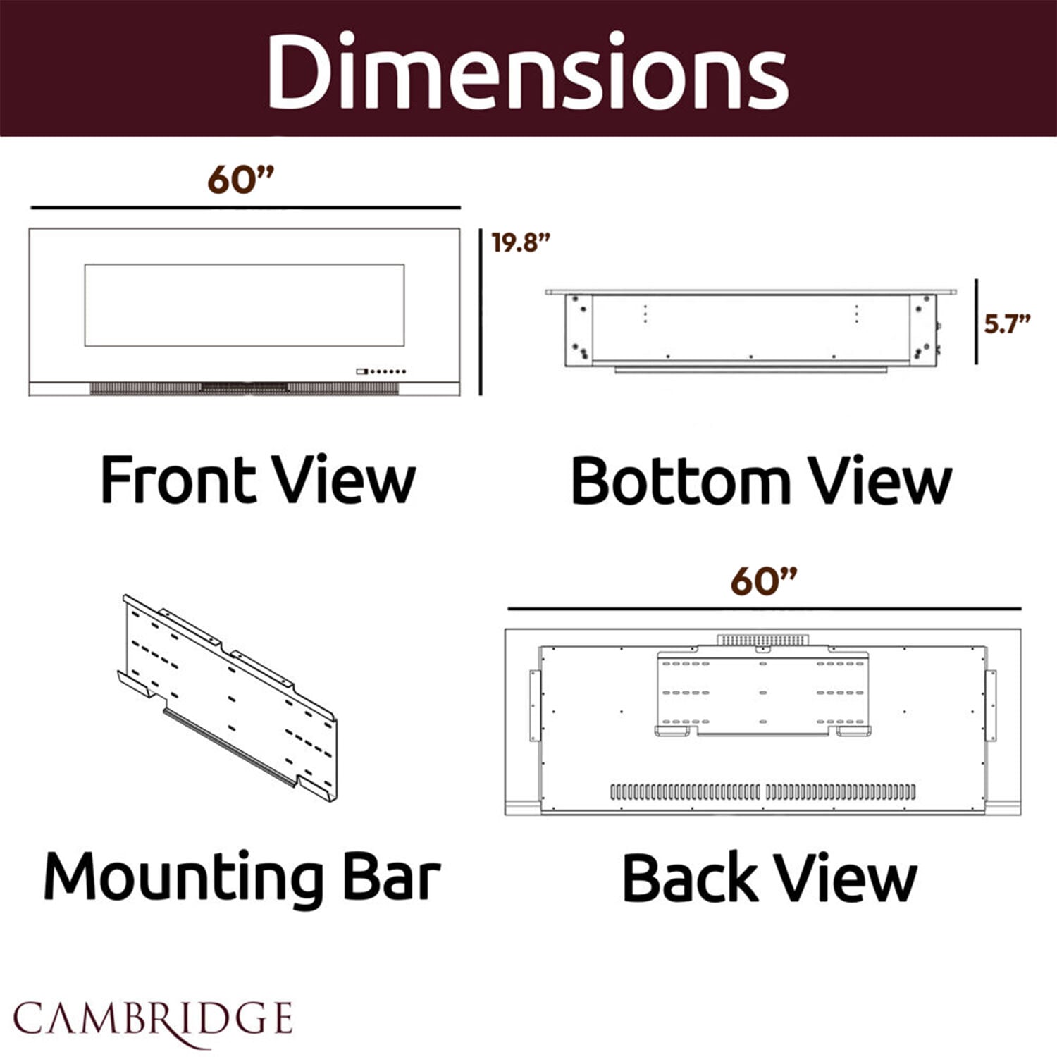 Cambridge CAM60WMEF-1BLK Electric-Fireplaces - View #3