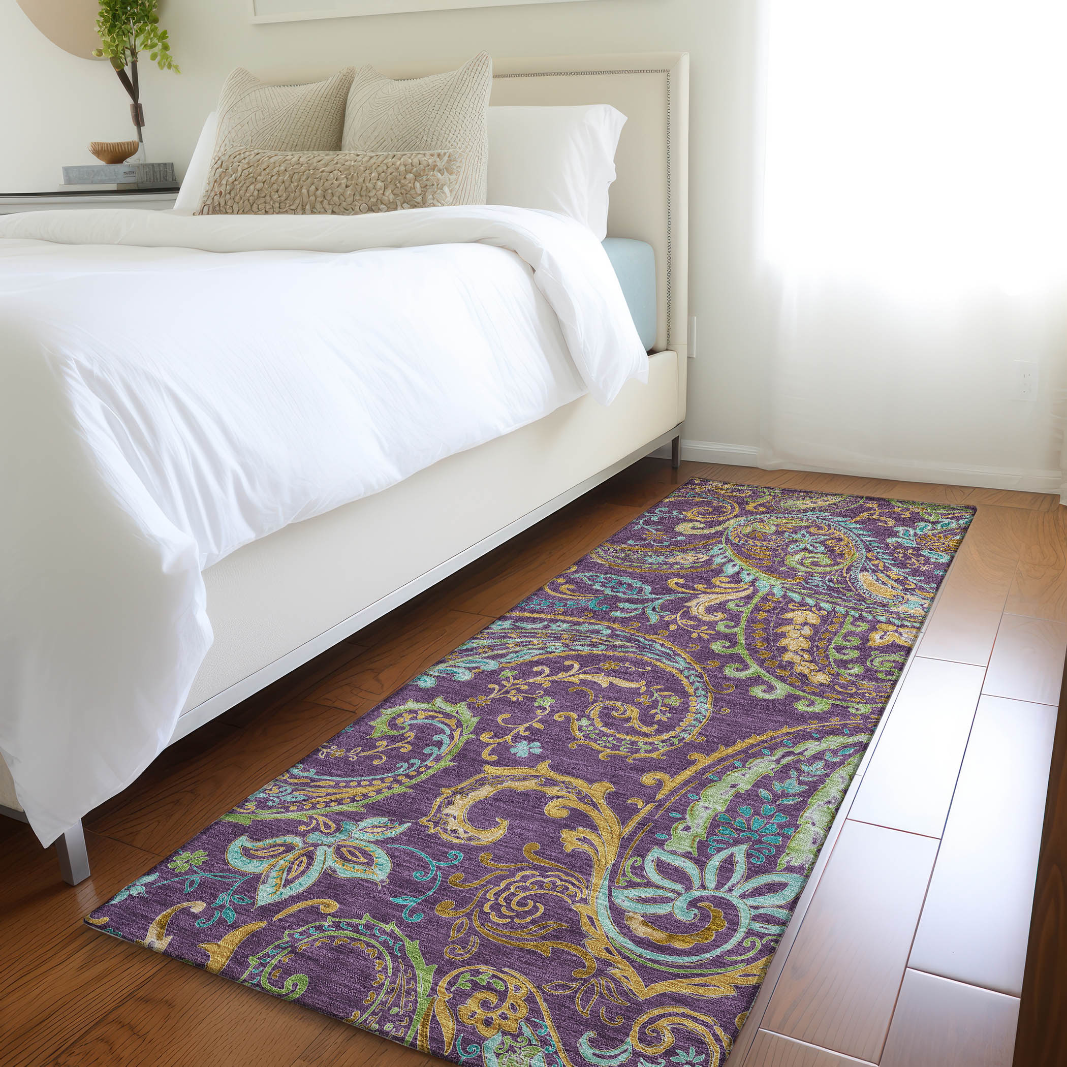Addison Rugs ACN533PP2X8 Chantille 2 x 7 (ft) Polyester Purple Rectangular Indoor/Outdoor Stripe Farmhouse/Cottage Machine washable Area rug