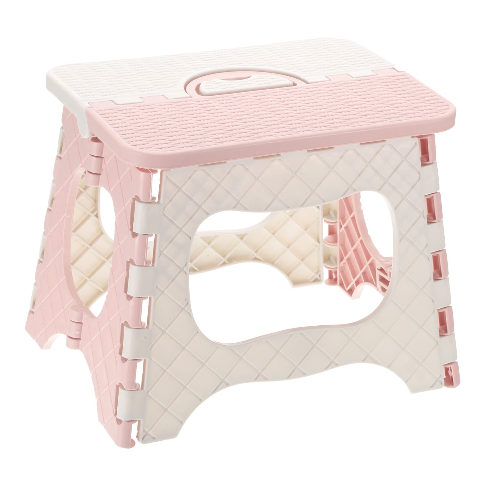 Unique Bargains 8 Inch Folding Step Stool for Adults 165 lbs Capacity Non-Slip Step Stool with Handle Collapsible Foot Stools Pink Small Stepping Stool for Bathroom Bedroom Kitchen #S26011300UX6059