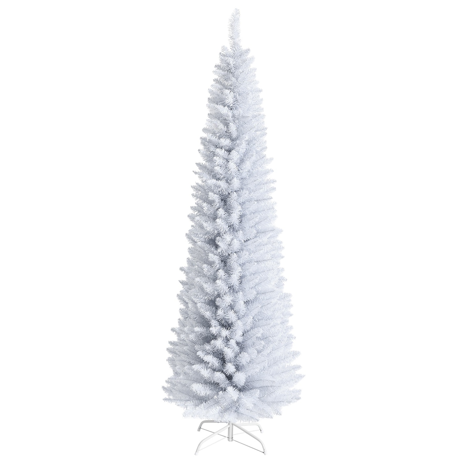 Costway CSHY000226 7ft Unlit Artificial Slim Christmas Pencil Tree with Metal Stand White
