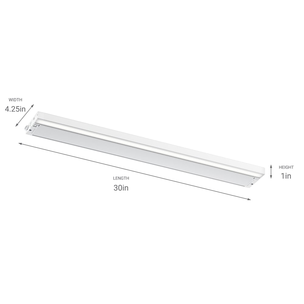 30" White LED Under Cabinet Light Bar with Adjustable Temperature