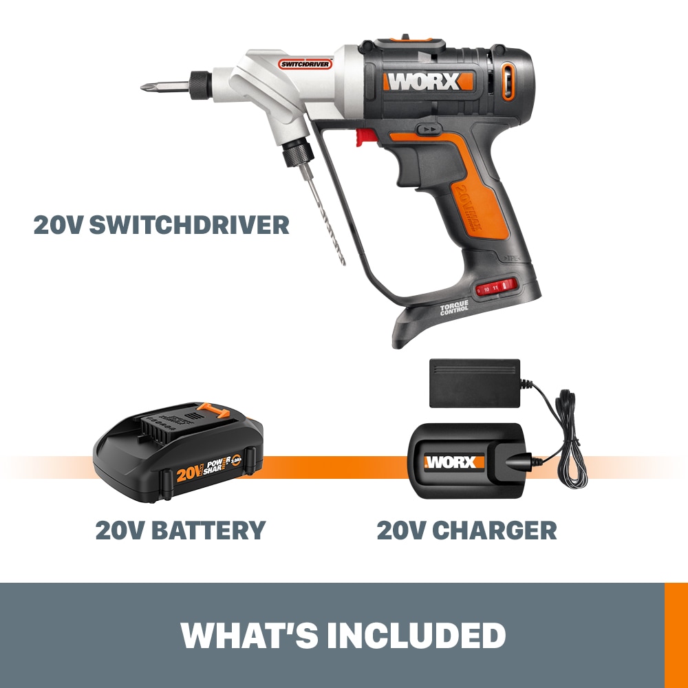 WORX 20 volt Max 1 4 in Cordless Drill 1 Battery Included