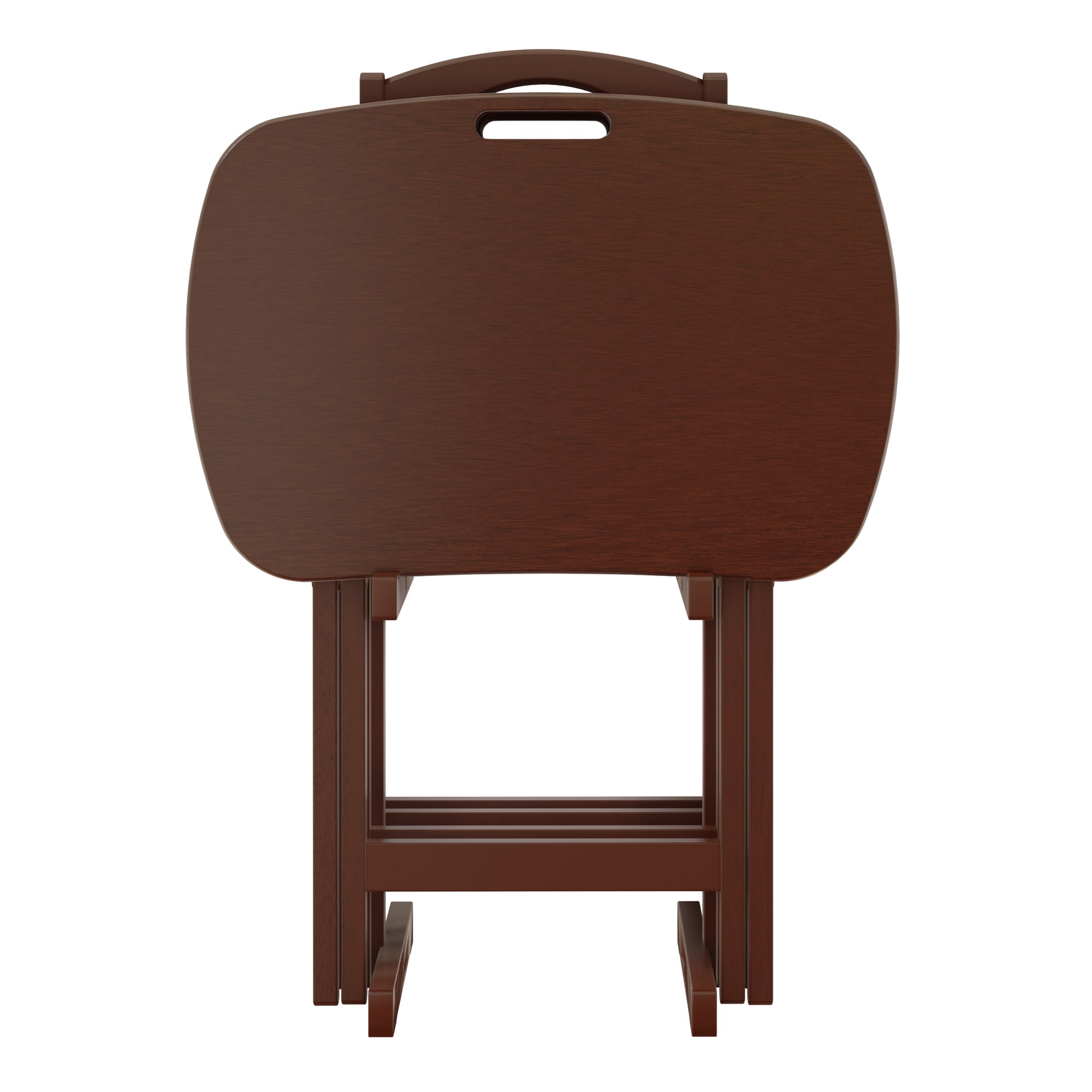 Transitional Walnut Brown 5-Pc Rectangular TV Table Set