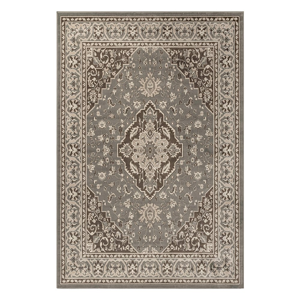 Handmade Gray Synthetic 3'x2' Easy-Care Stain-Resistant Area Rug