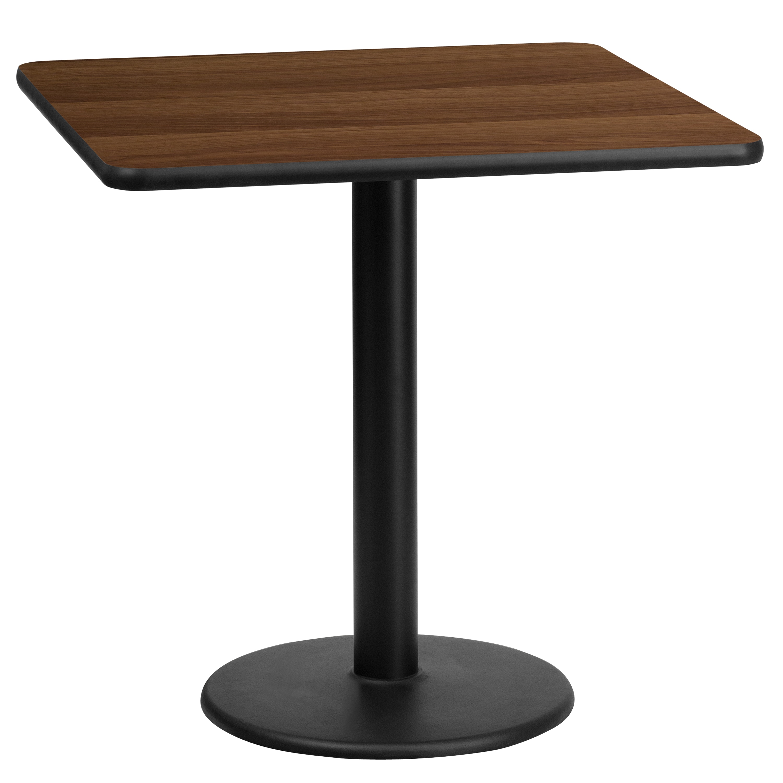 Flash Furniture 889142007135 Walnut Contemporary/Modern Dining Table, Wood veneer with Black Metal Pedestal Base 24-Inches L x 31.13-Inches H
