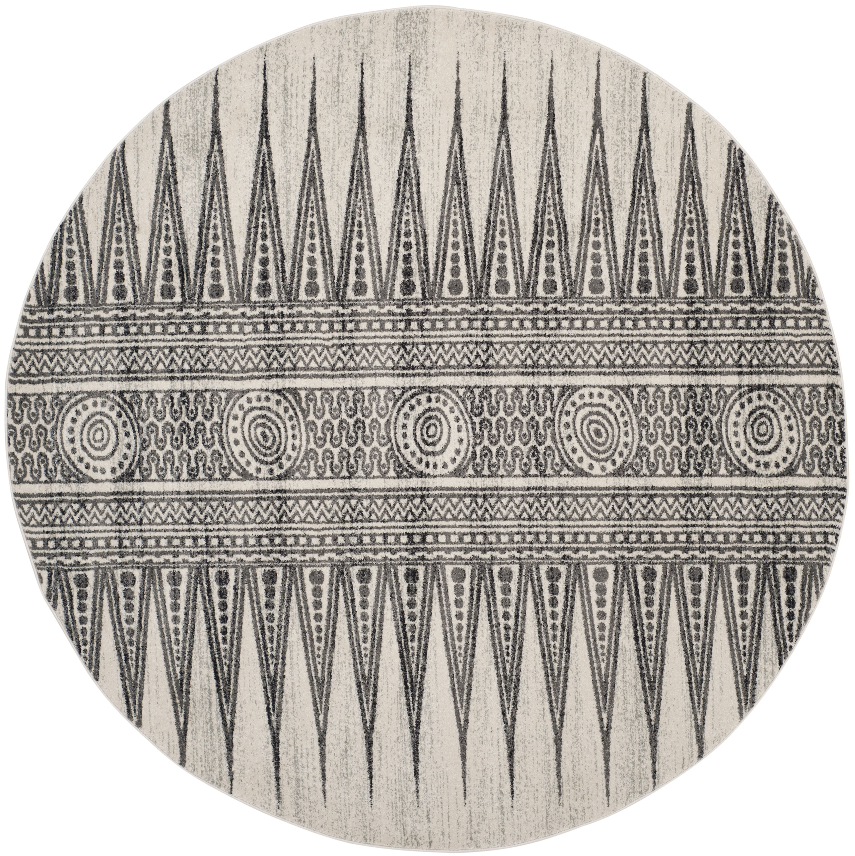 Safavieh EVK226D-7R Evoke Layla 7 x 7 (ft) Loomed Synthetic Ivory/Gray Round Indoor Floral/Botanical Southwestern Area rug