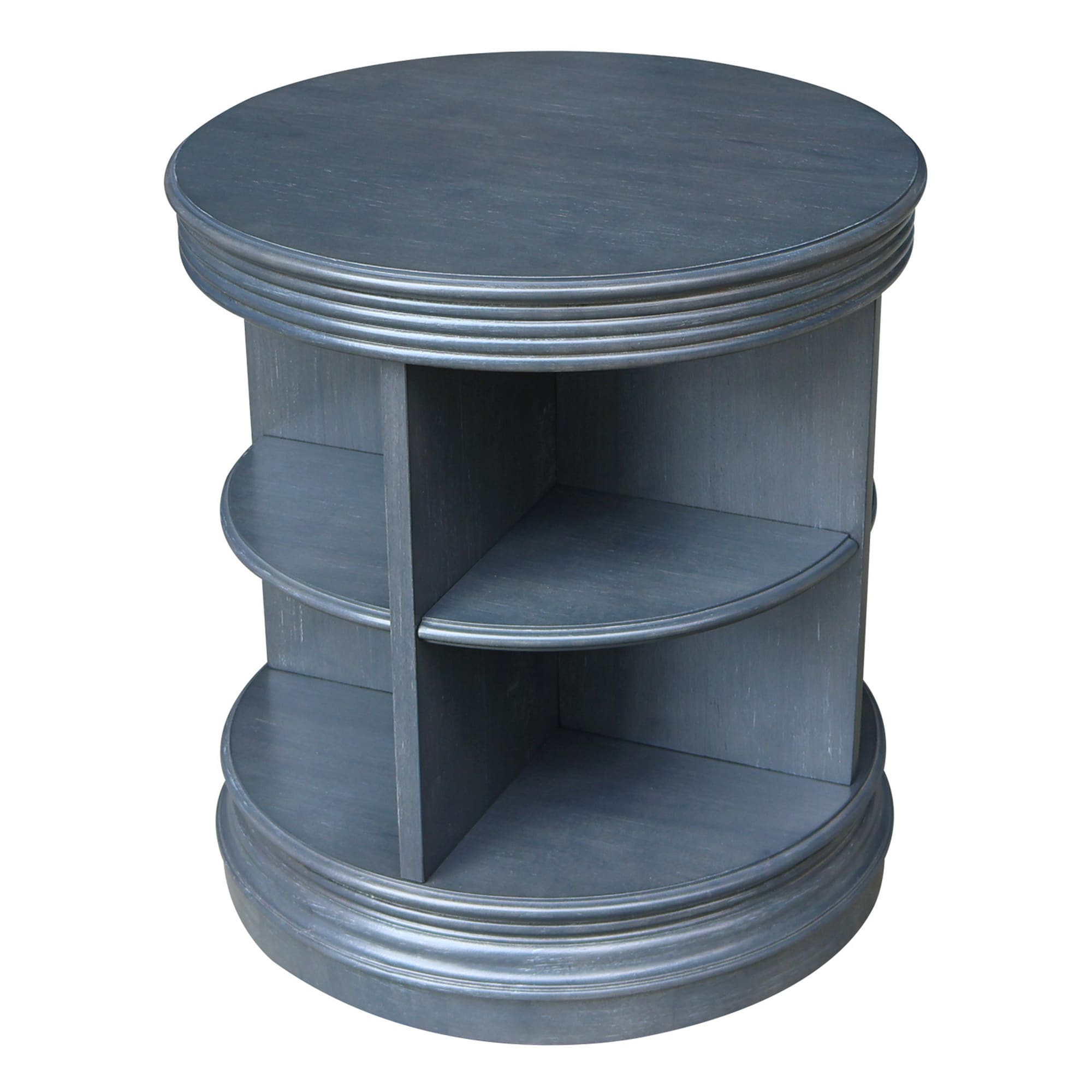 International Concepts OT105-47ER 22.00-Inches W x 24.00-Inches H Antique Washed Heather Gray Wood Round Casual End Table with Storage Assembly Required