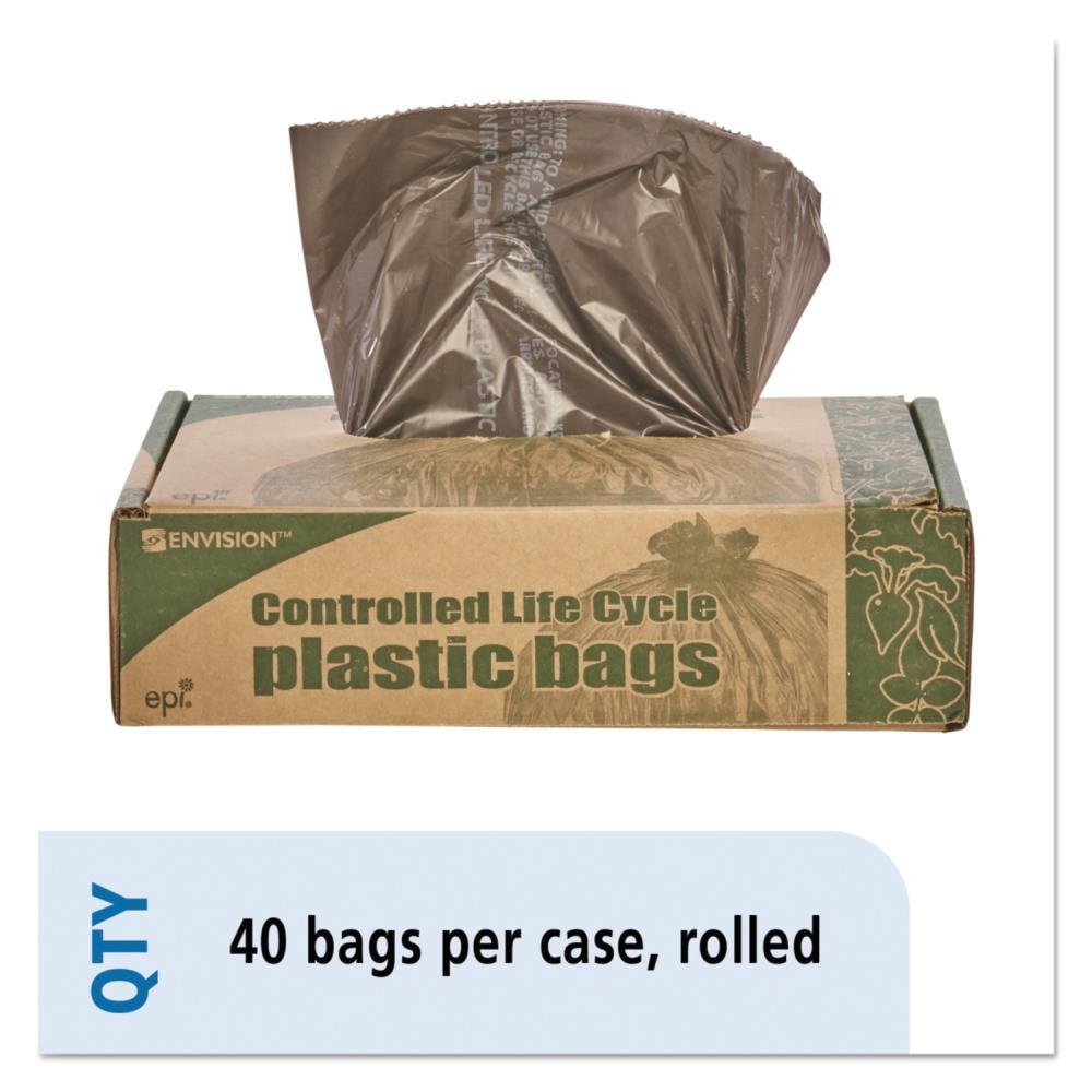 65 gal Capacity 1.50 mil Thickness 50 x 51 100% Recyled Plastic STOUT by Envision T5051B15 Total Recycled Content Bags Brown/Black Pack of 100 