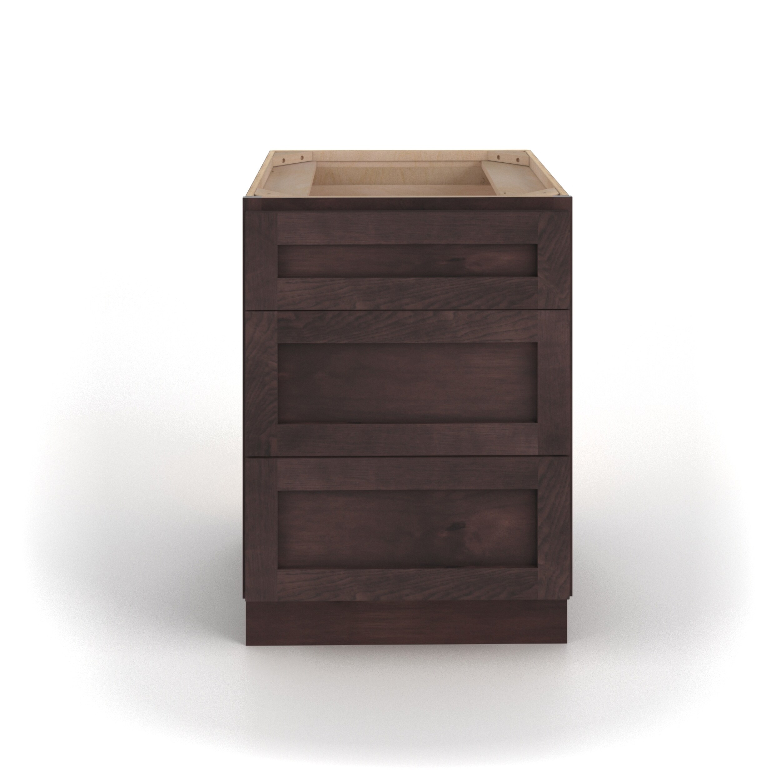 Valleywood Cabinetry 27-in W x 34.5-in H x 24-in D Rustic Hickory 3-Drawer Base Ready To Assemble Plywood Cabinet (Flat Panel Style)