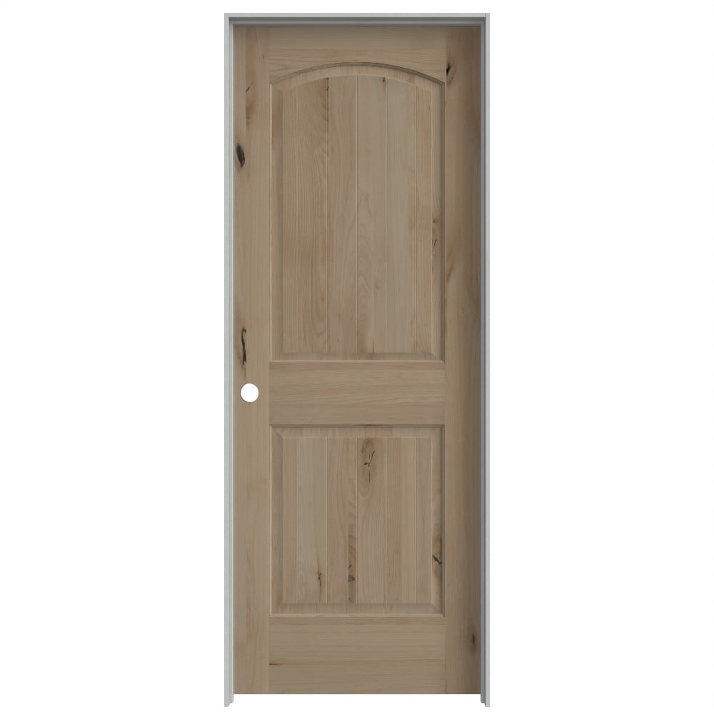 Masonite 642138 30-in x 80-in Natrural Solid core 2-panel Right hand Smooth Prefinished Knotty alder Wood Flat Jamb Single Prehung Interior Door