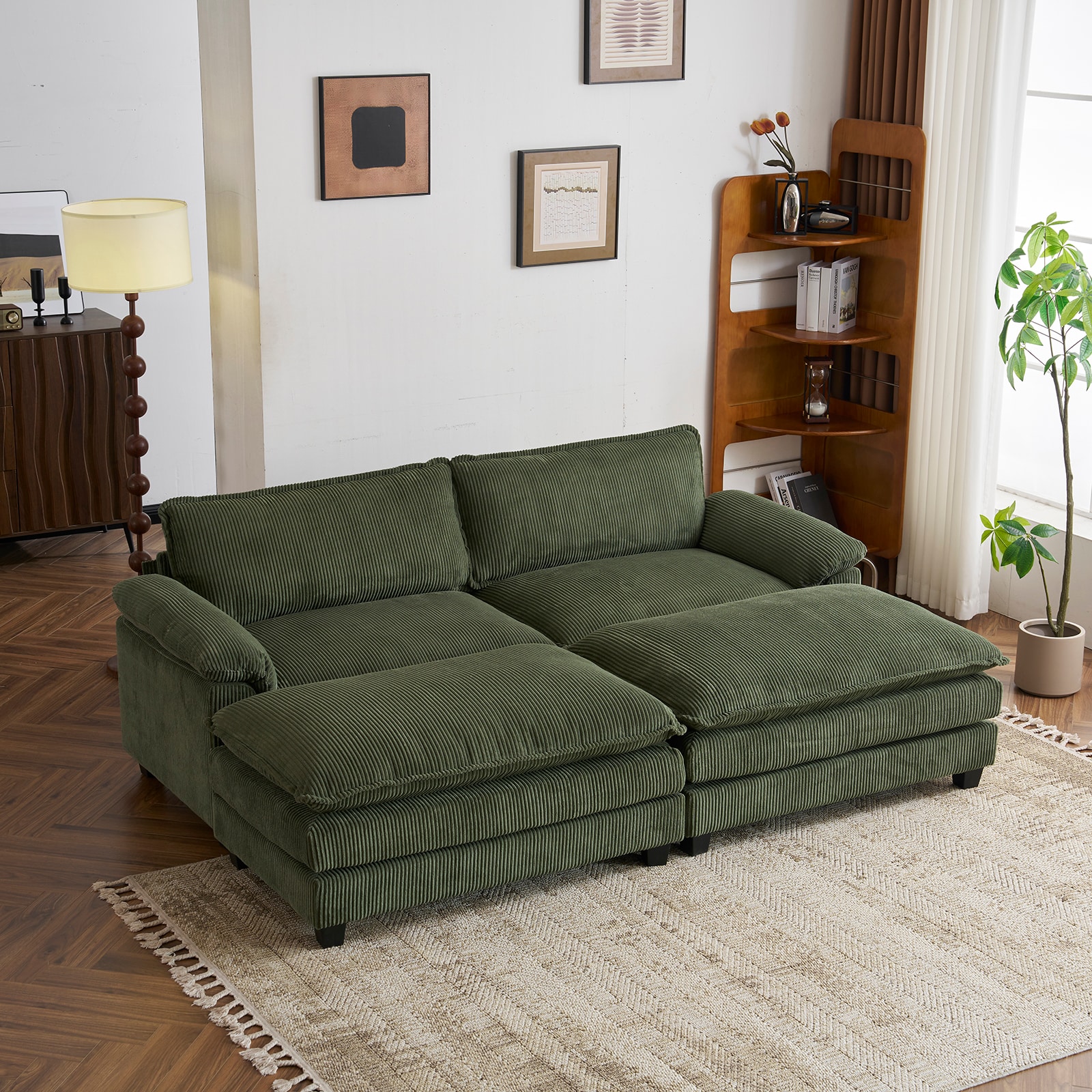 Outopee LO1G98000596+97+98 90.16-in Modern Green Sleeper