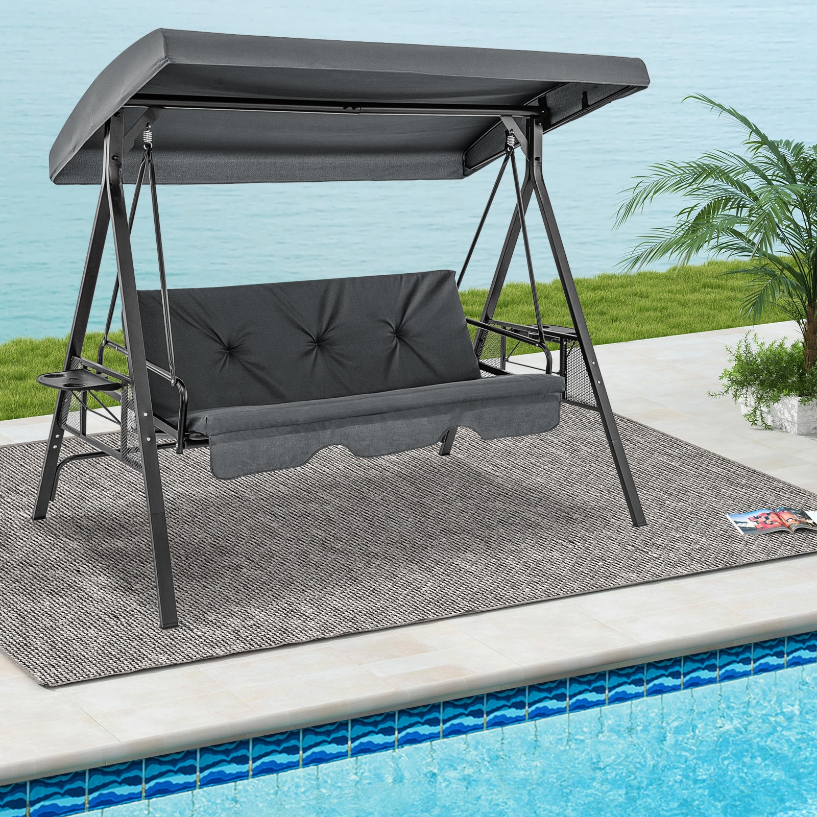 Forclover CTR-120968 Swings Gray Metal Standing Swing