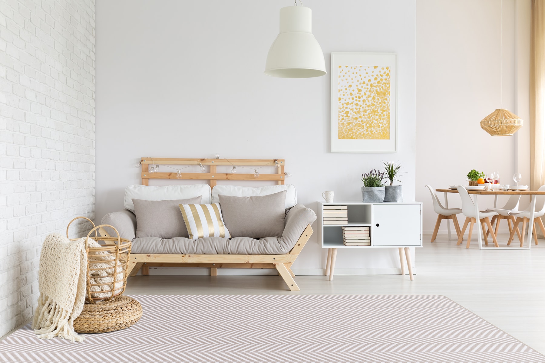 Joy Carpets 2030C-02 Impressions 5 x 8 (ft) Tufted Nylon Ivory Rectangular Indoor Geometric Farmhouse/Cottage Area rug