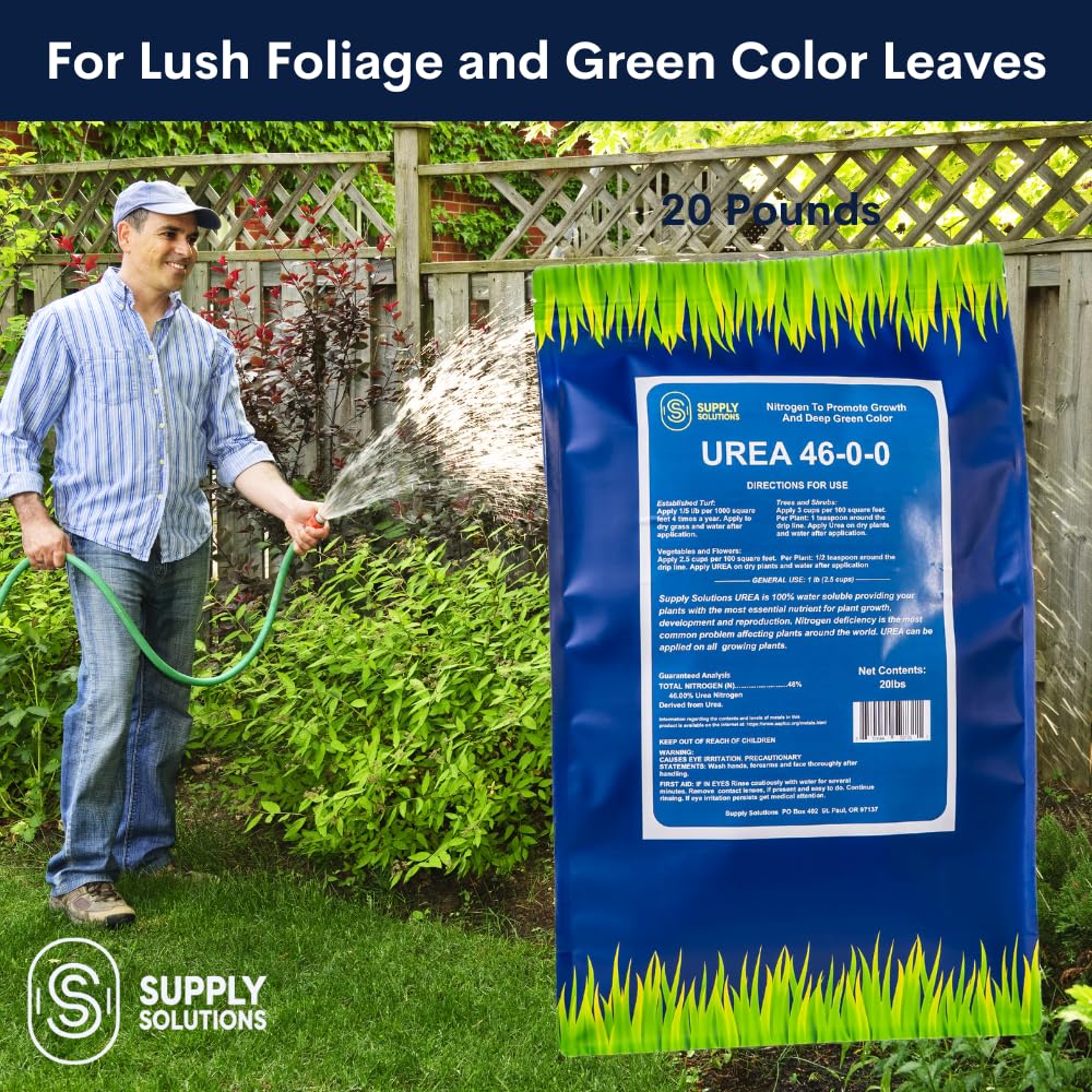Supply Solutions Urea 46 0 0 Nitrogen Fertilizer to Stimulate Lush Growth  and Deep Green Color. Plant Food Plant Fertilizer for Plants Lawn Garden.  Bloom Booster for Flowers Fruits (20 Pounds) in