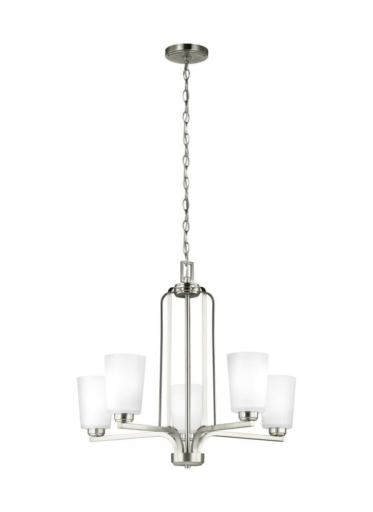 Generation Lighting 3128905EN3-962 Franport 5 -Light Brushed Nickel Modern/contemporary For Use in Bedrooms, Dining Rooms, Foyers, Kitchens, Living Rooms Chandelier