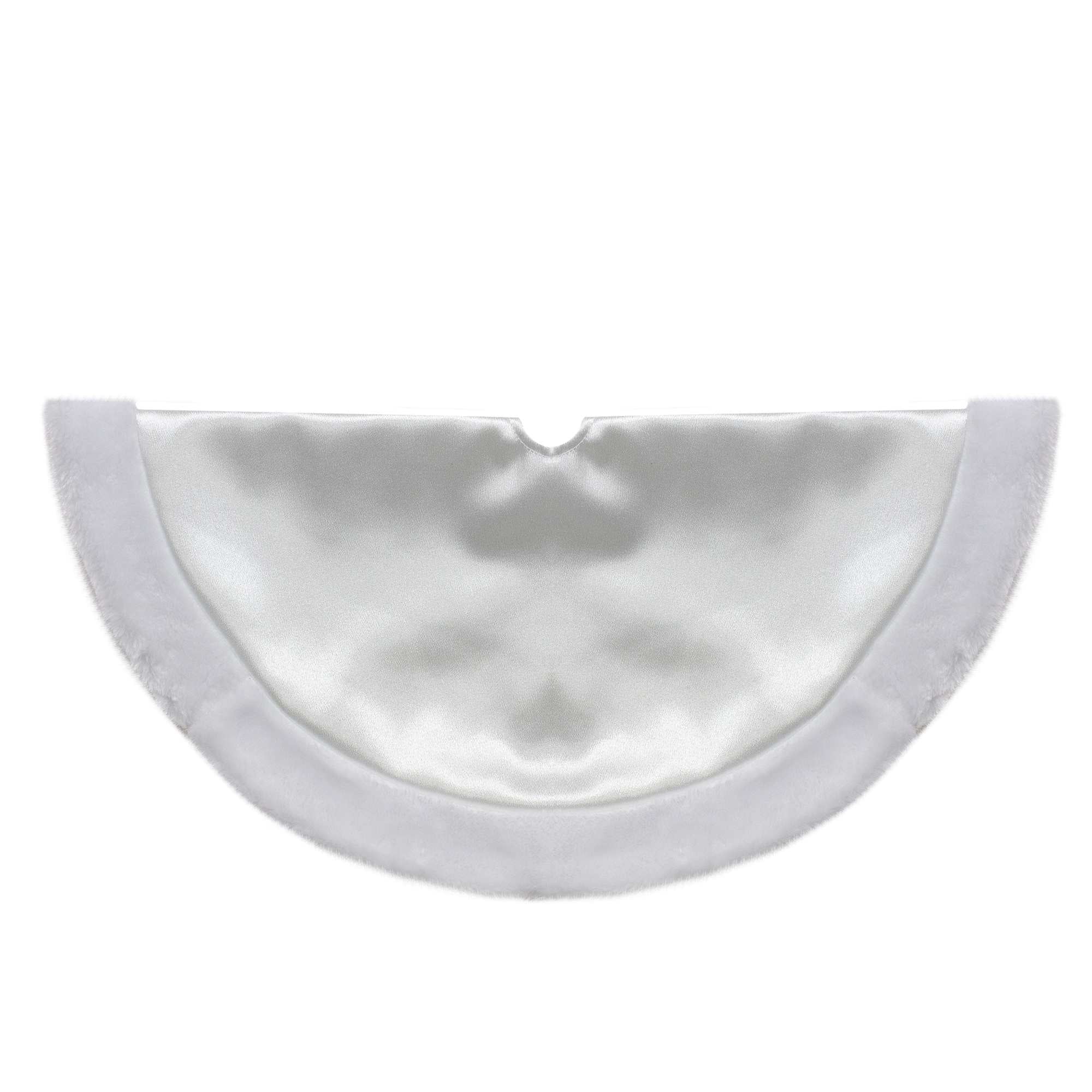 Northlight - Mini Satin Christmas Tree Skirt with Faux Fur - 20 inch - White