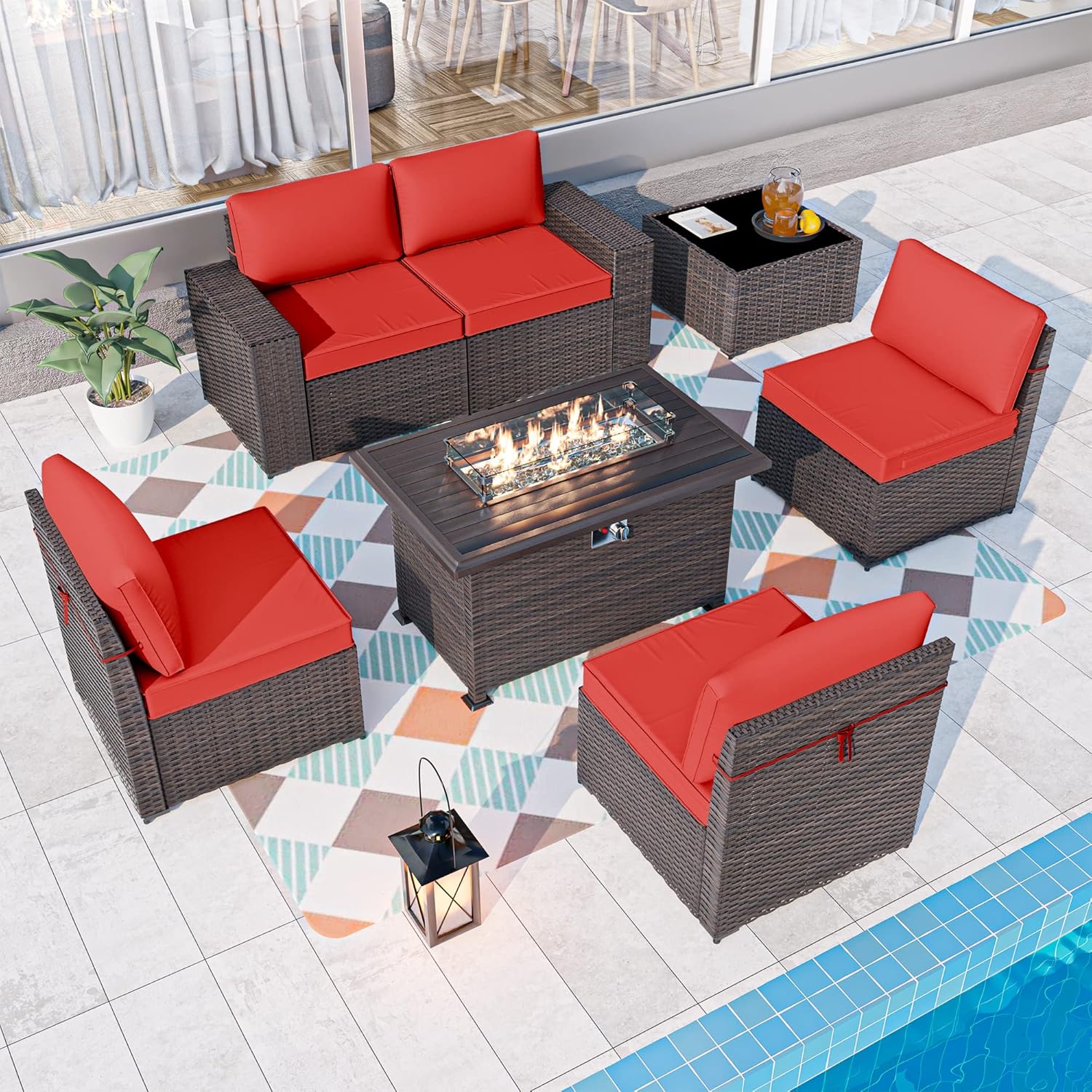 ALAULM LS-6PCS+FP-RED Patio-Conversation-Sets - View #2