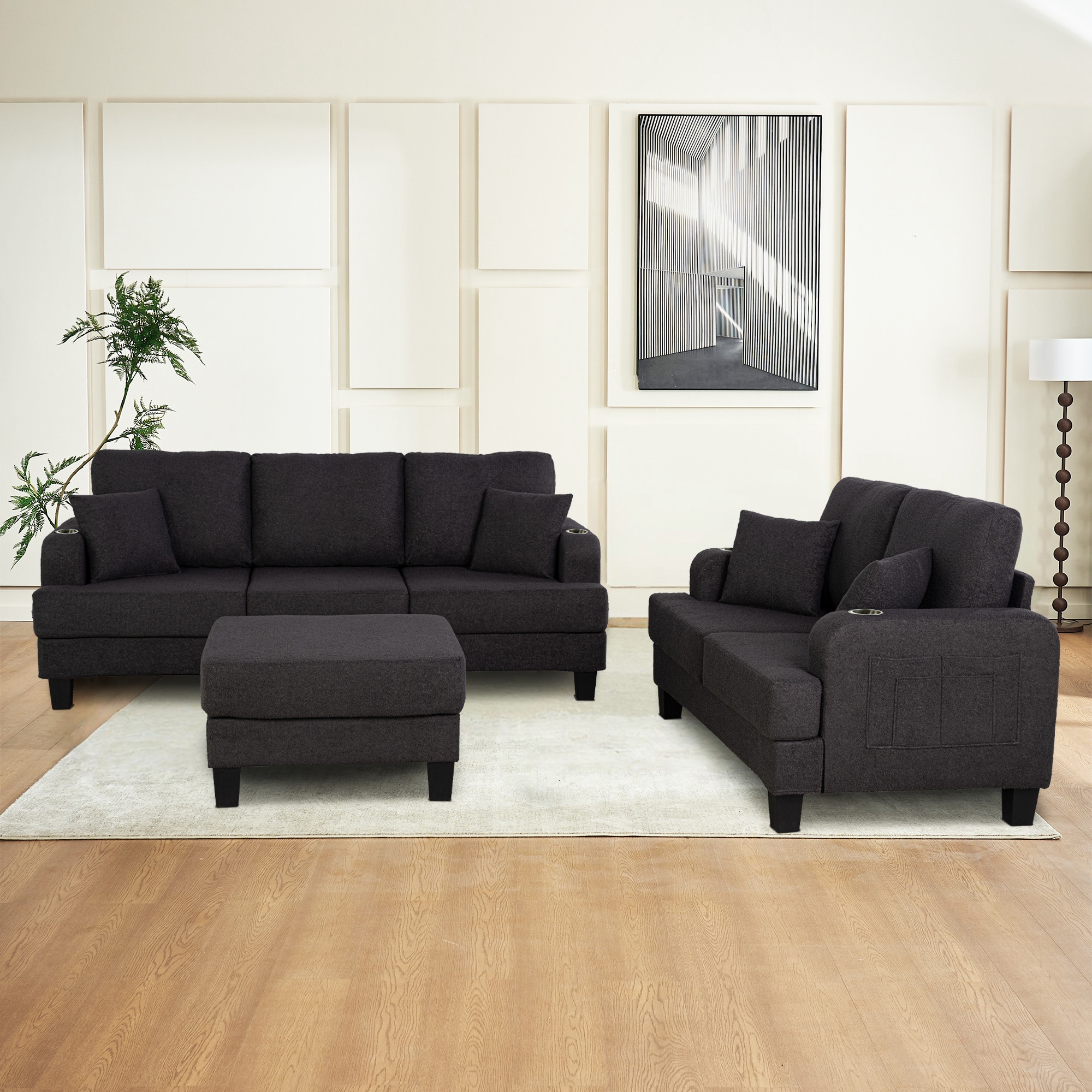 IHOMEadore MDSL6936DG 84.25-in Modern Dark Gray Reclining Sectional