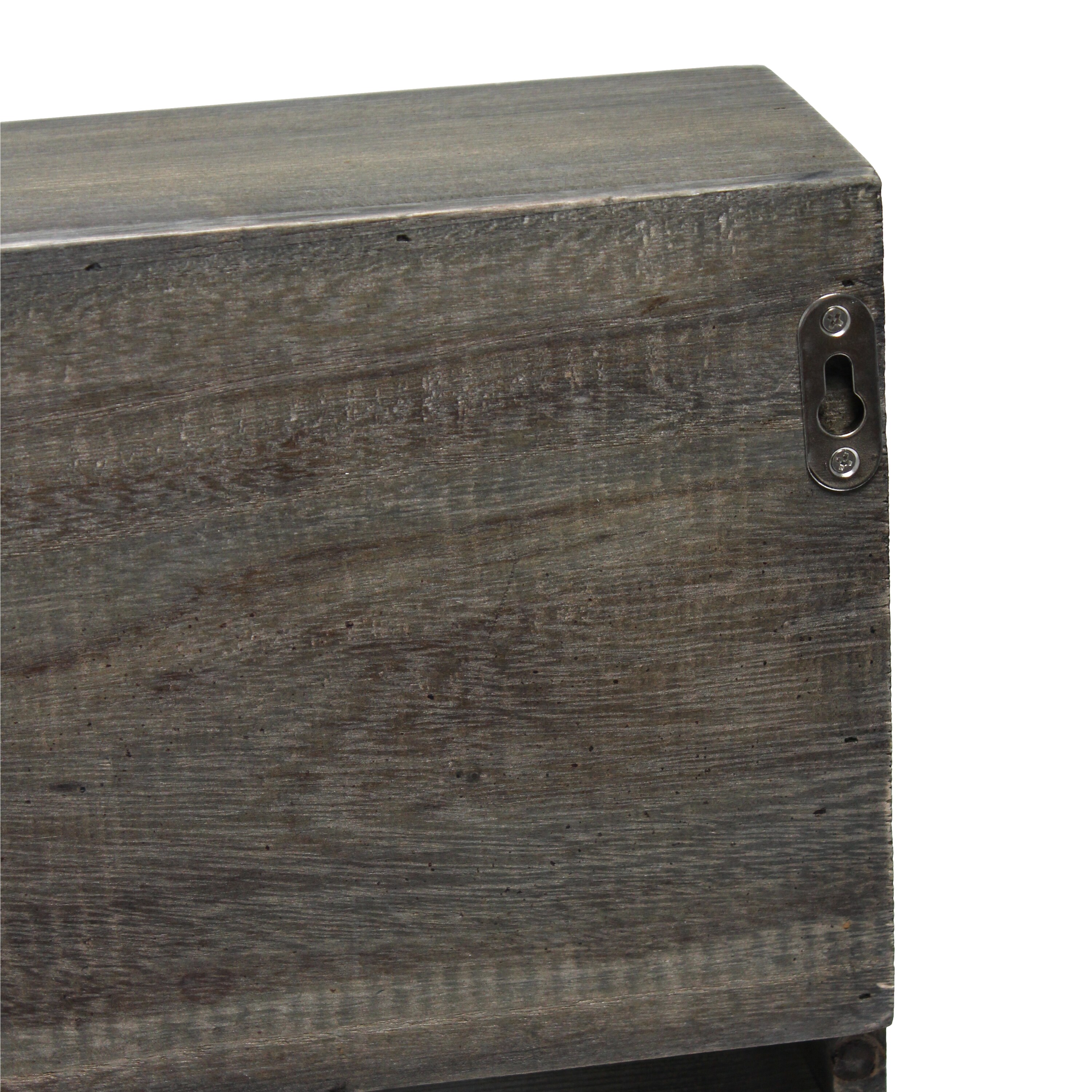 Rustic Gray Wall Mounted Wood Wine Rack with Glass Holder