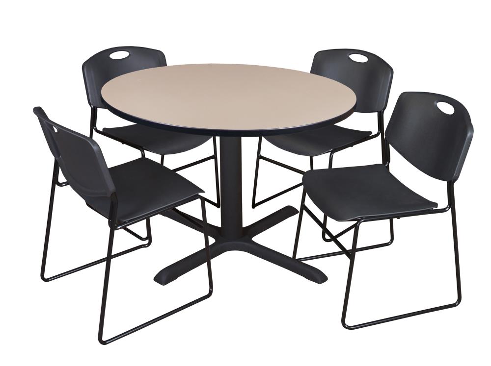 Regency TB48RNDBE44BK Breakroom Off-white 4-Person Training Table (48-in W x 29-in H)