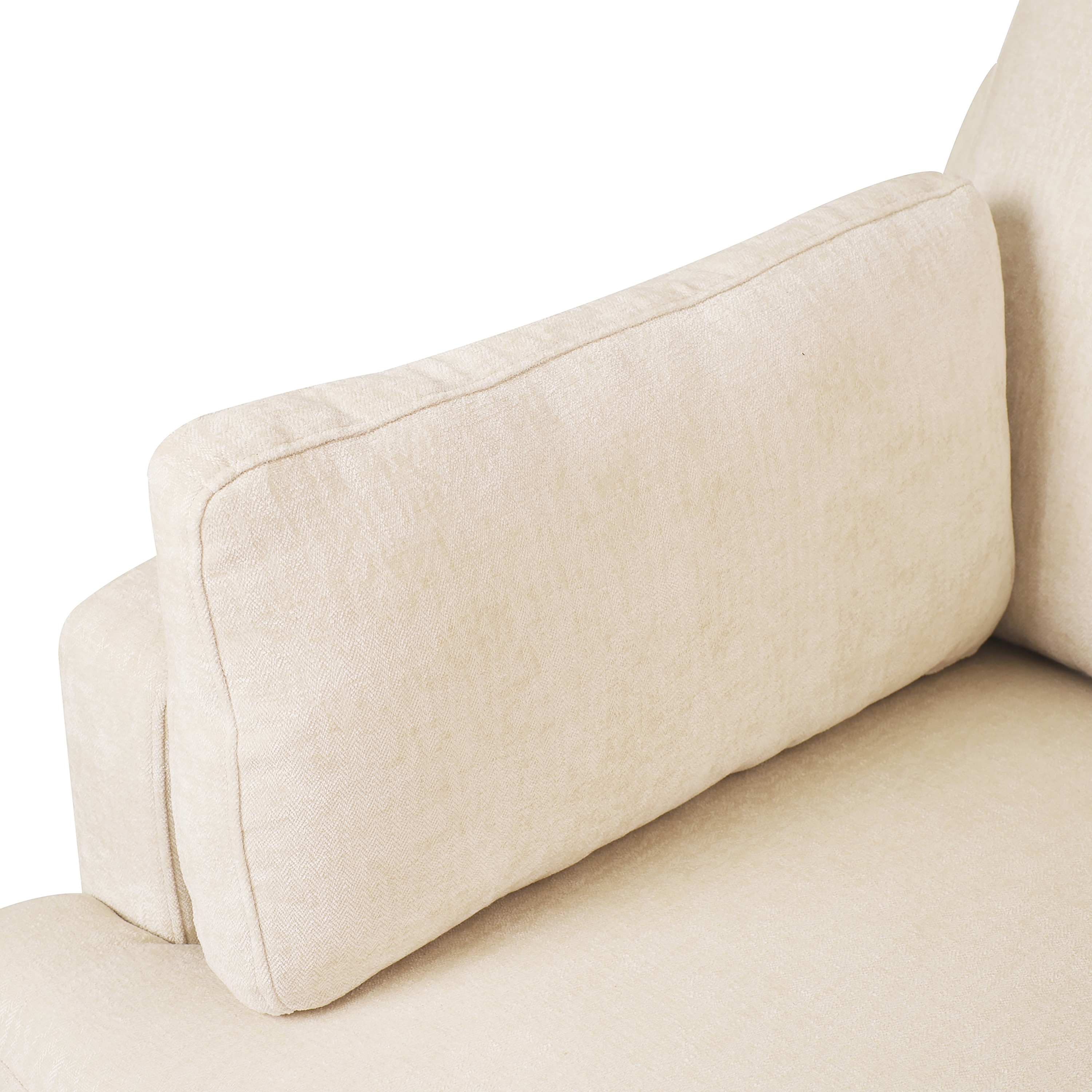 Beige Barrel Accent Chair with Wood Frame and Cushions