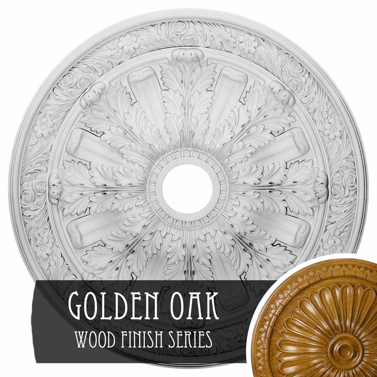 Ekena Millwork CM30FLGOS Flagstone 30-in W x 30-in L Golden Oak Polyurethane Ceiling Medallion