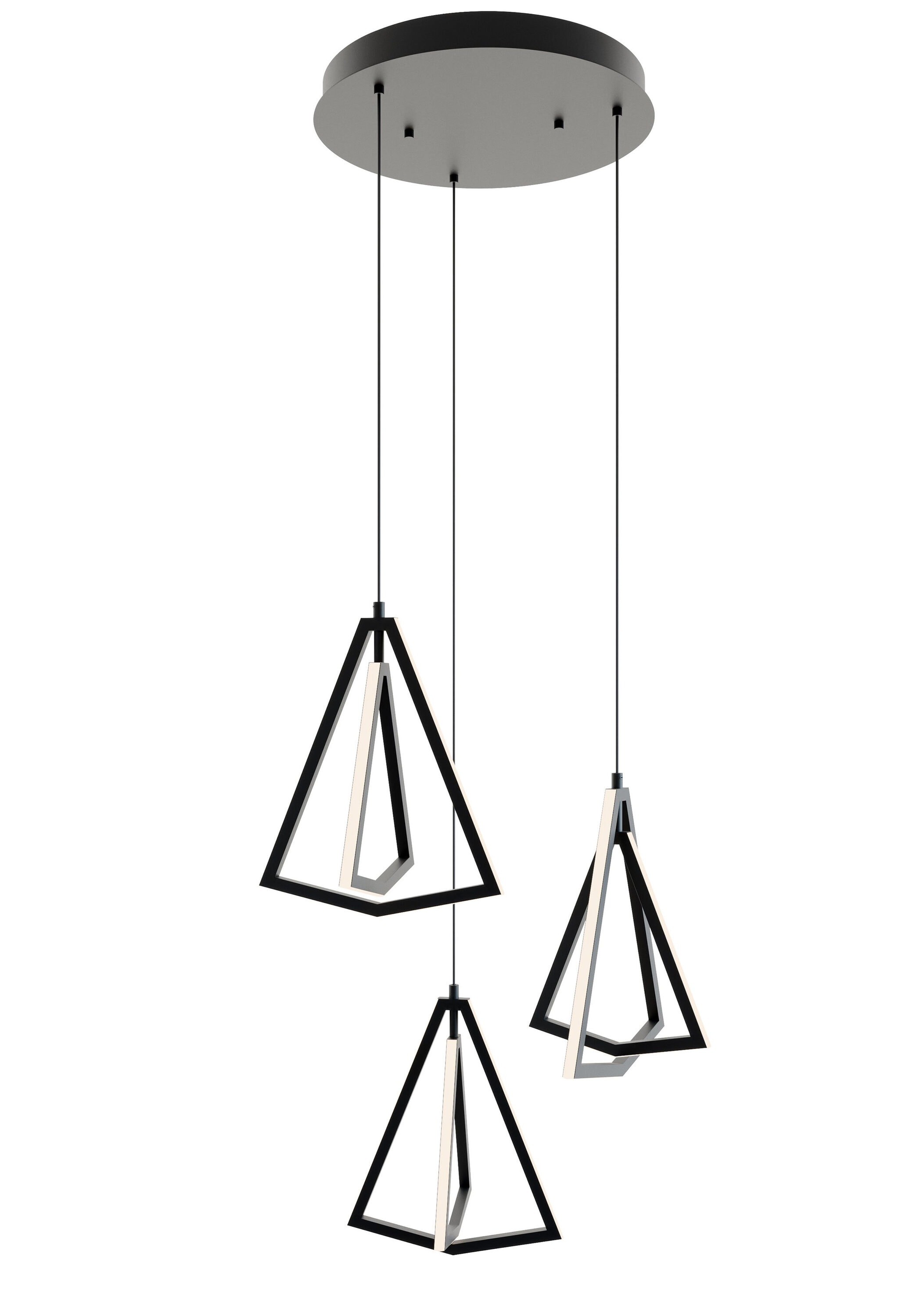 Gianna Black Aluminum LED 3-Light Pendant