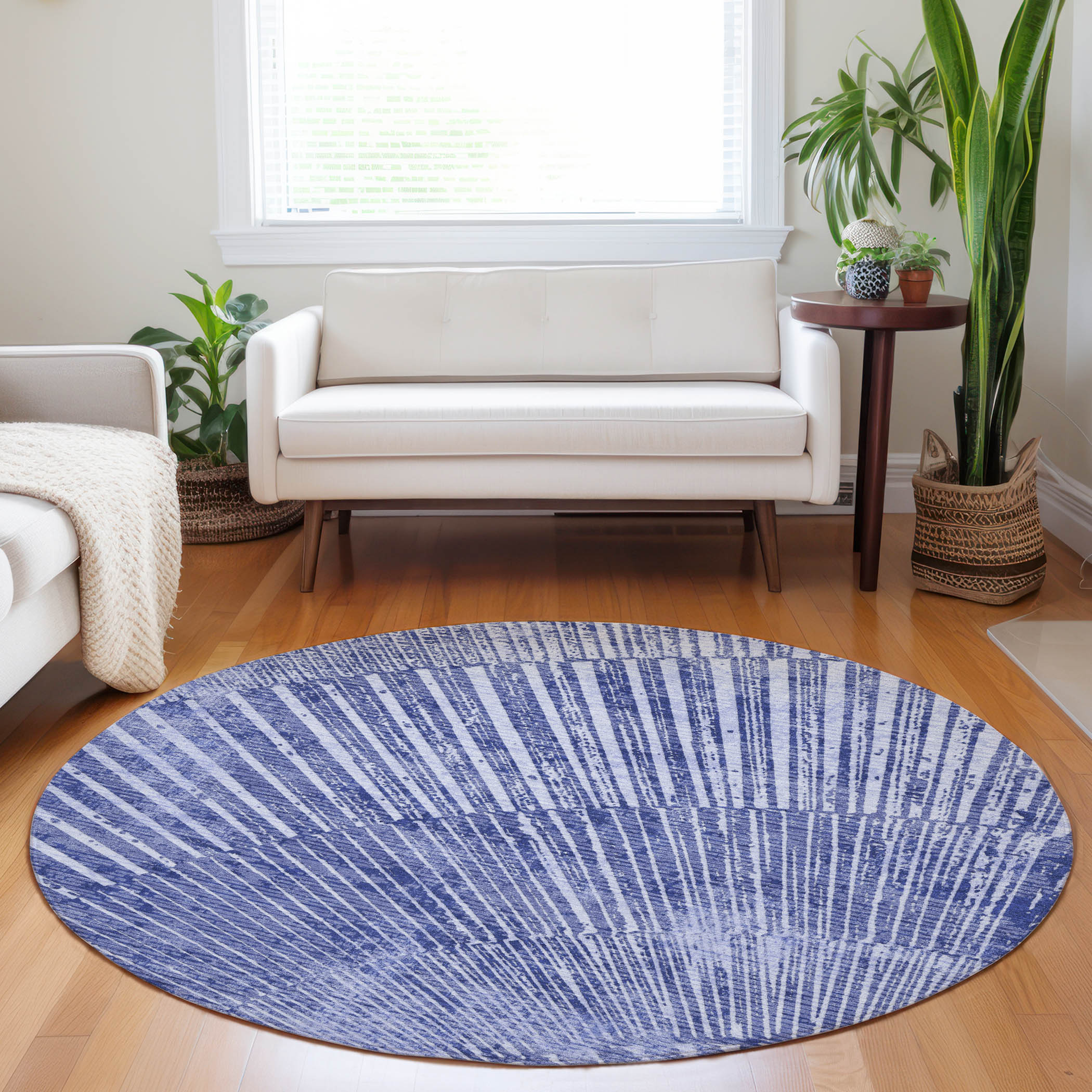 Addison Rugs ACN542NA8RO Chantille ACN542NA 8 x 8 (ft) Polyester Navy Round Indoor/Outdoor Abstract Machine washable Area rug