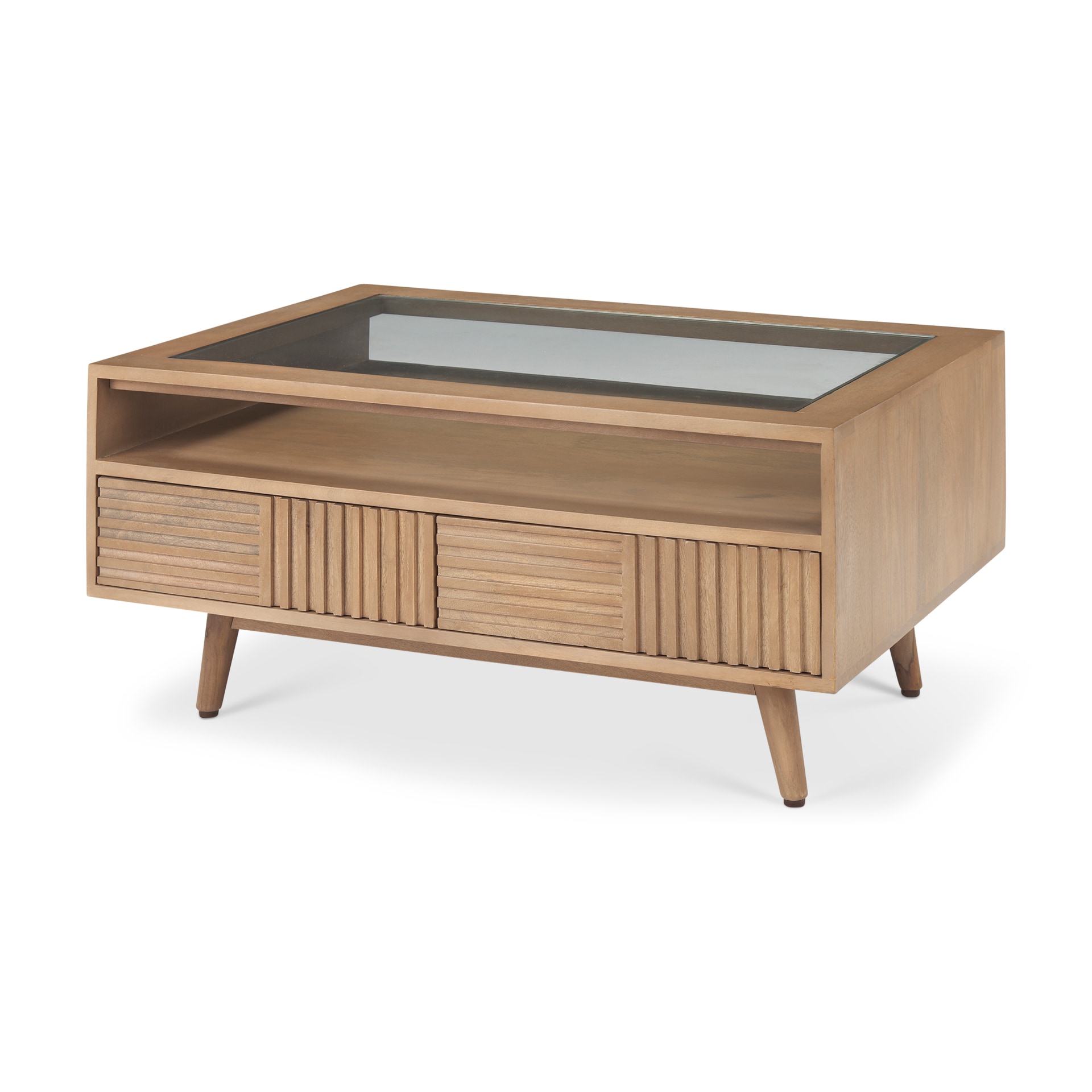 Mercana 69890 Plain/Smooth Mango Wood Scandinavian Coffee Table with Storage