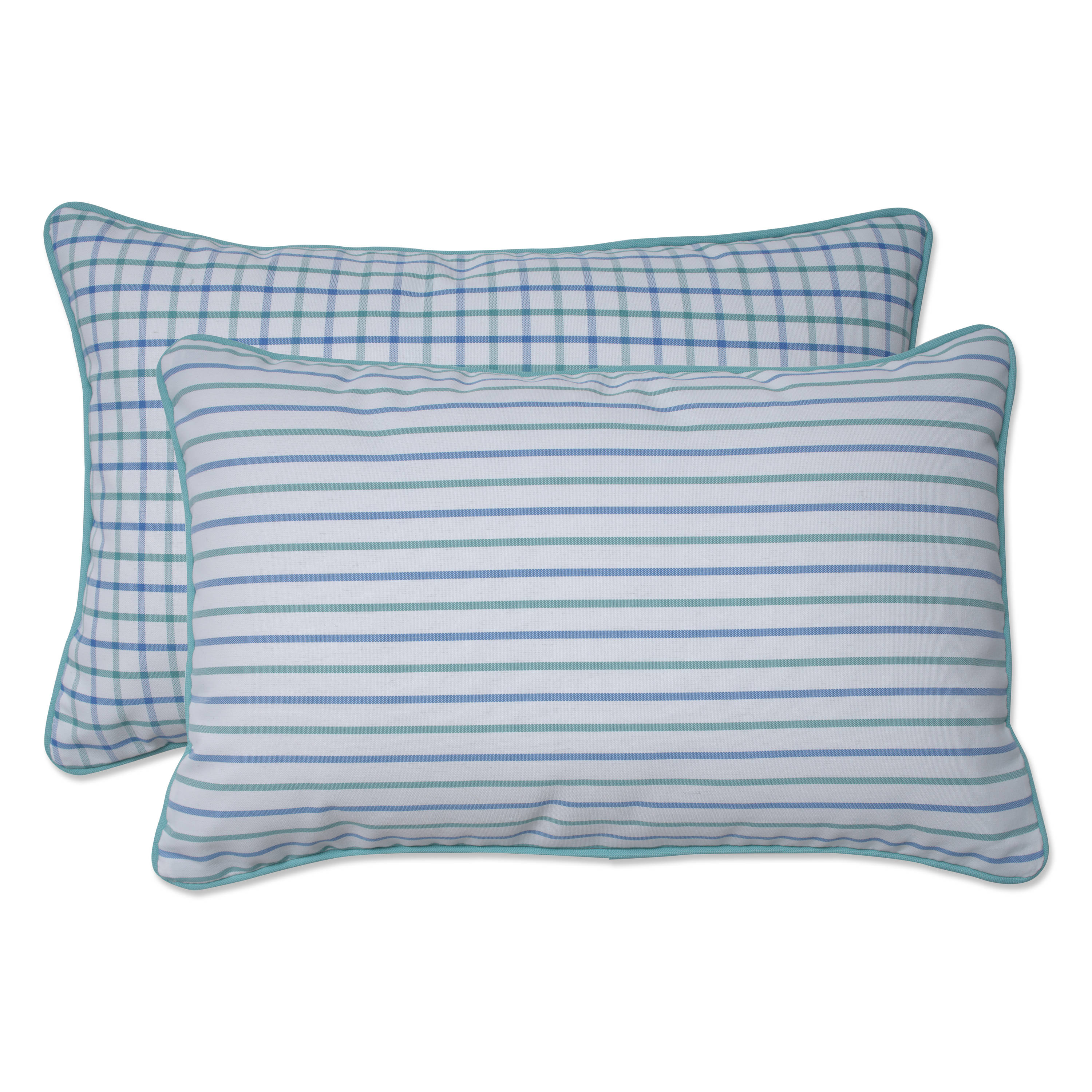 Pillow Perfect 675718 2-Pack Graphic Print Blue Rectangular Throw Pillow