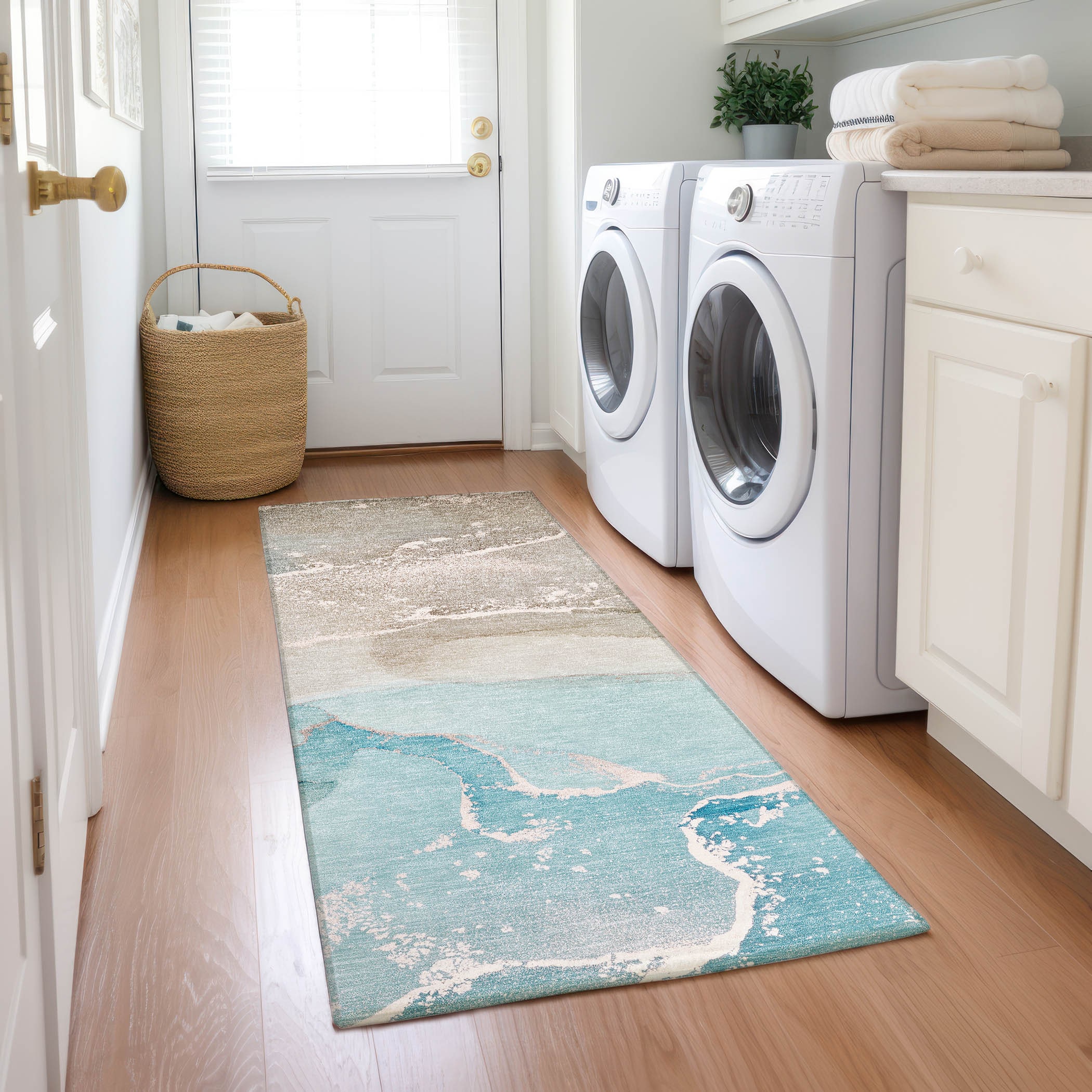 Addison Rugs ACN517TE2X8 Chantille ACN517TE 2 x 7 (ft) Polyester Teal Rectangular Indoor/Outdoor Abstract Machine washable Area rug