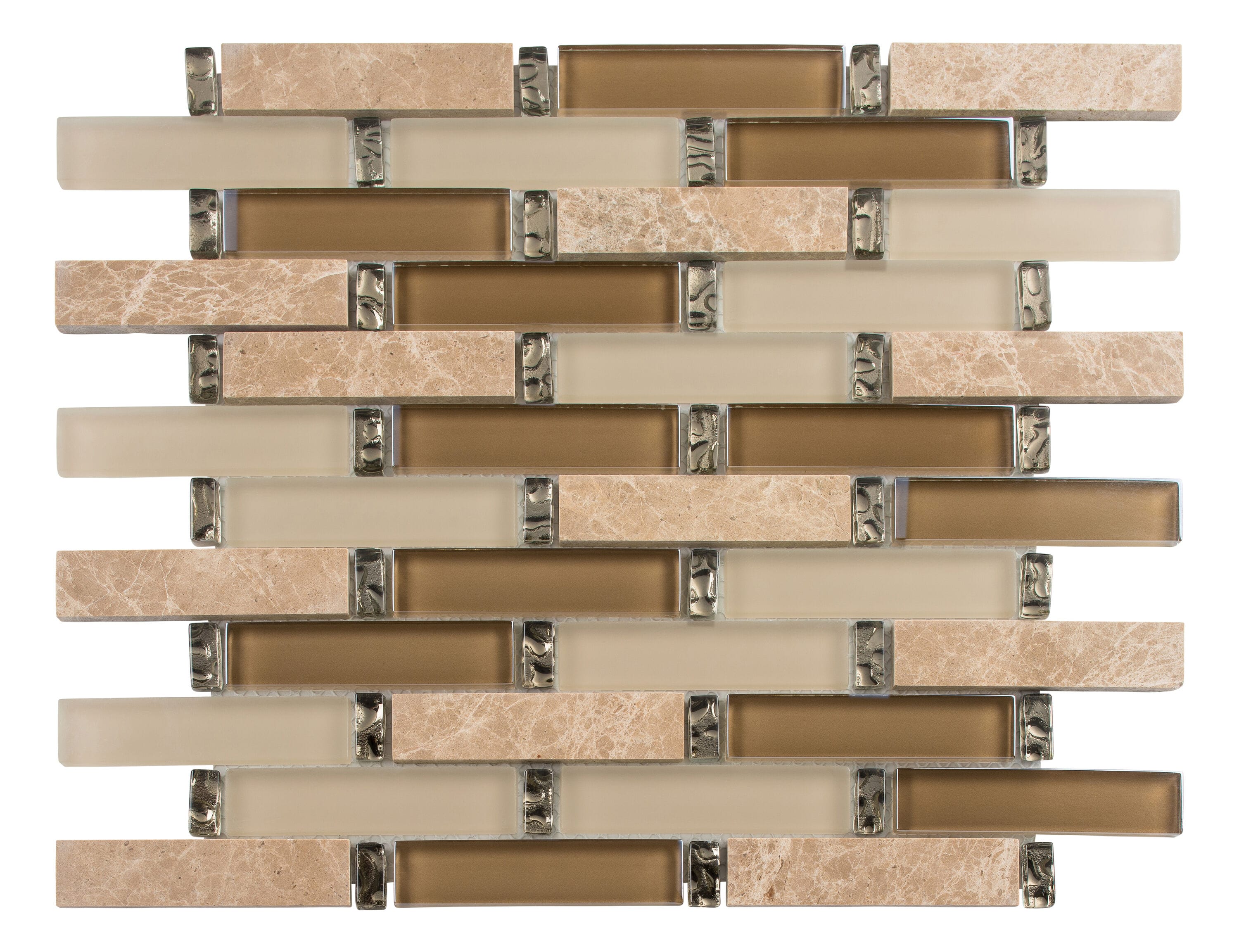 Andova Tiles ANDSAG541 SAGA Legend 12-in x 13-in Matte Glass/Stone Brick Look Mosaic Floor and Wall Tile (1.08-sq. ft/ Piece)