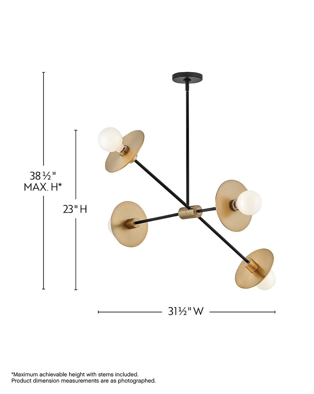 Cupertino Lacquered Brass 4-Light Steel Sputnik Chandelier