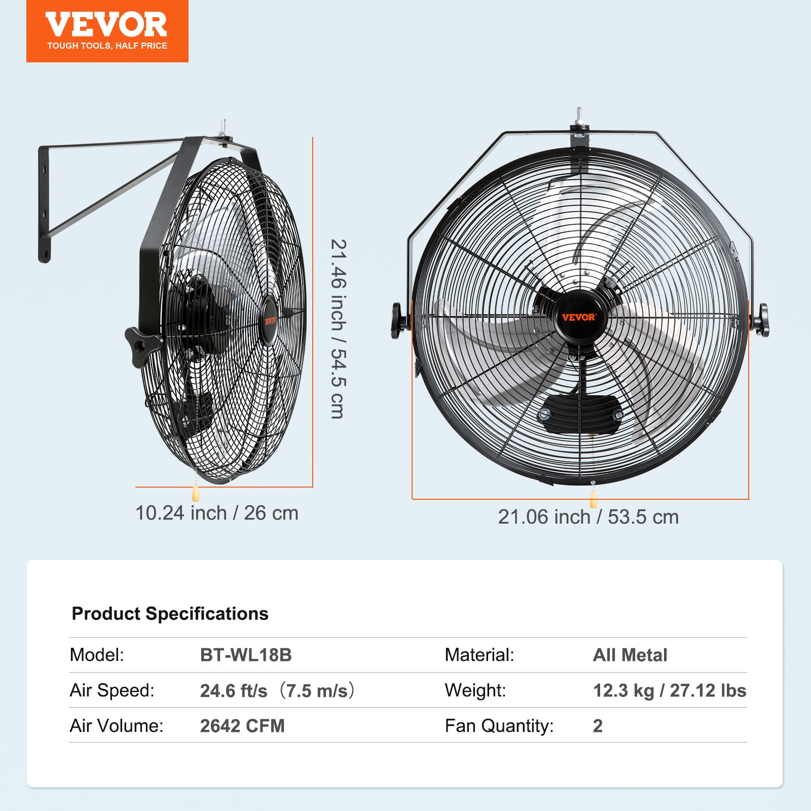 VEVOR GYBGSFS2JT18EMNNEV1 Wall-Mounted-Fans - View #10