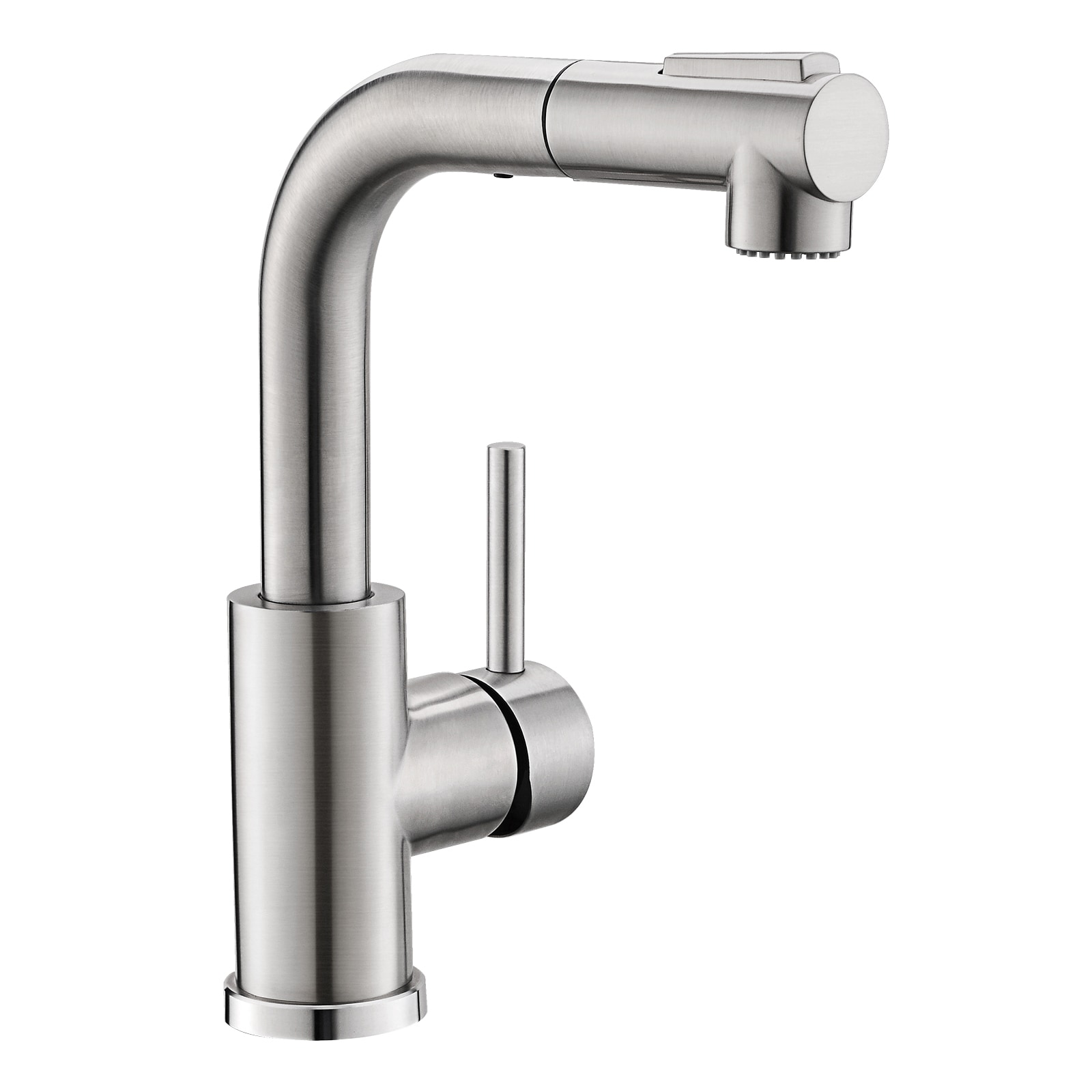 WELLFOR QJ-K-13011N Brushed Nickel Single Handle Deck-mount Pull-out Kitchen Faucet with Sprayer