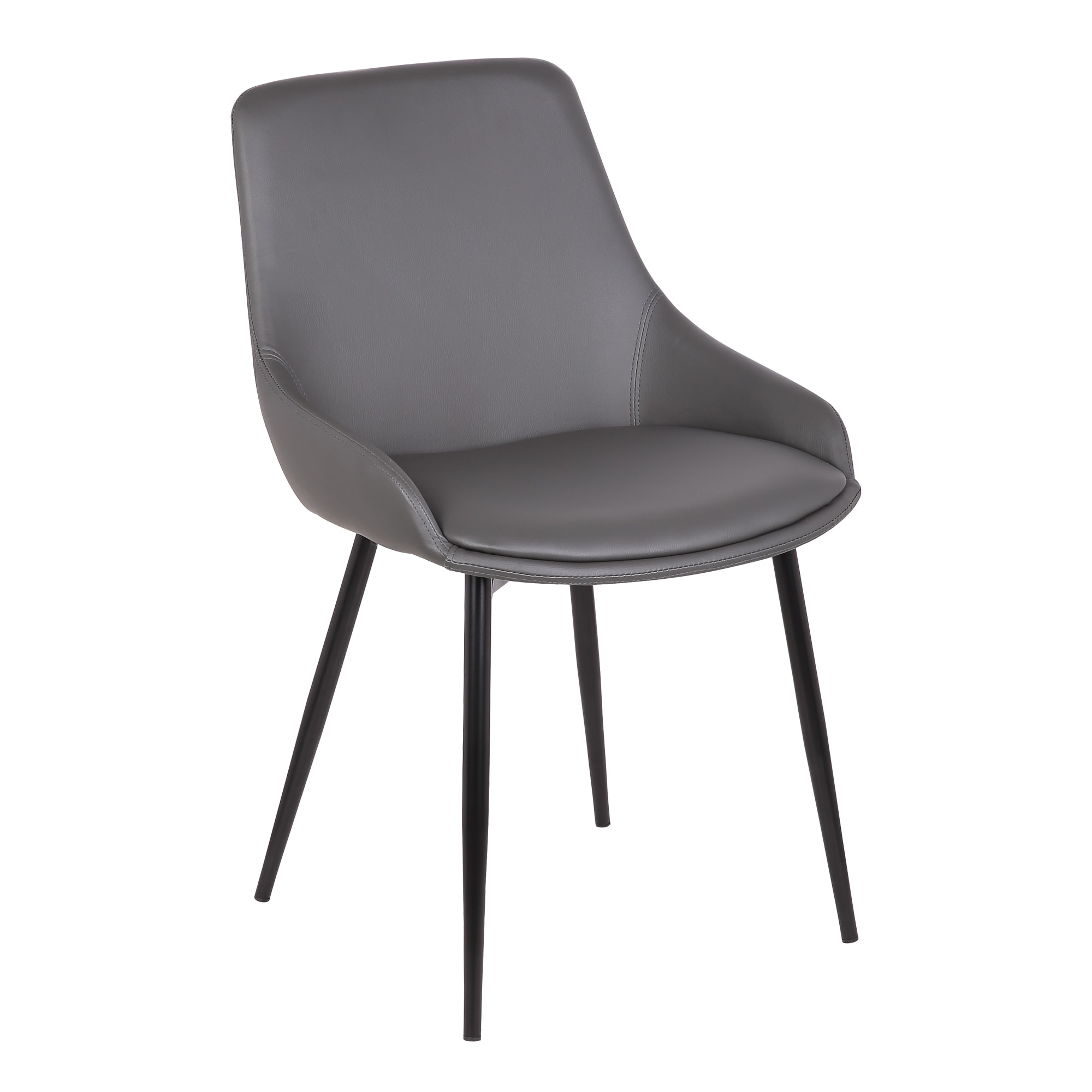 Armen Living LCMICHGREY Mia Contemporary/Modern Faux Leather Upholstered Dining Side Chair (Metal Frame)
