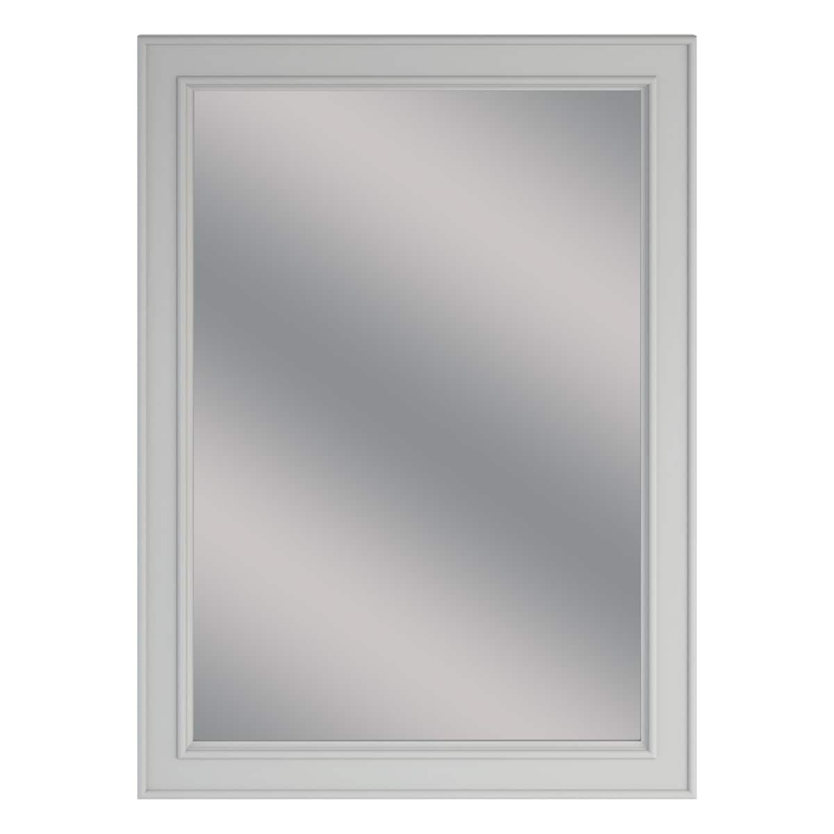 Wrightsville 22-in x 30-in Light Gray Rectangular Framed Bathroom Vanity Mirror | - allen + roth 1116MR-22-242