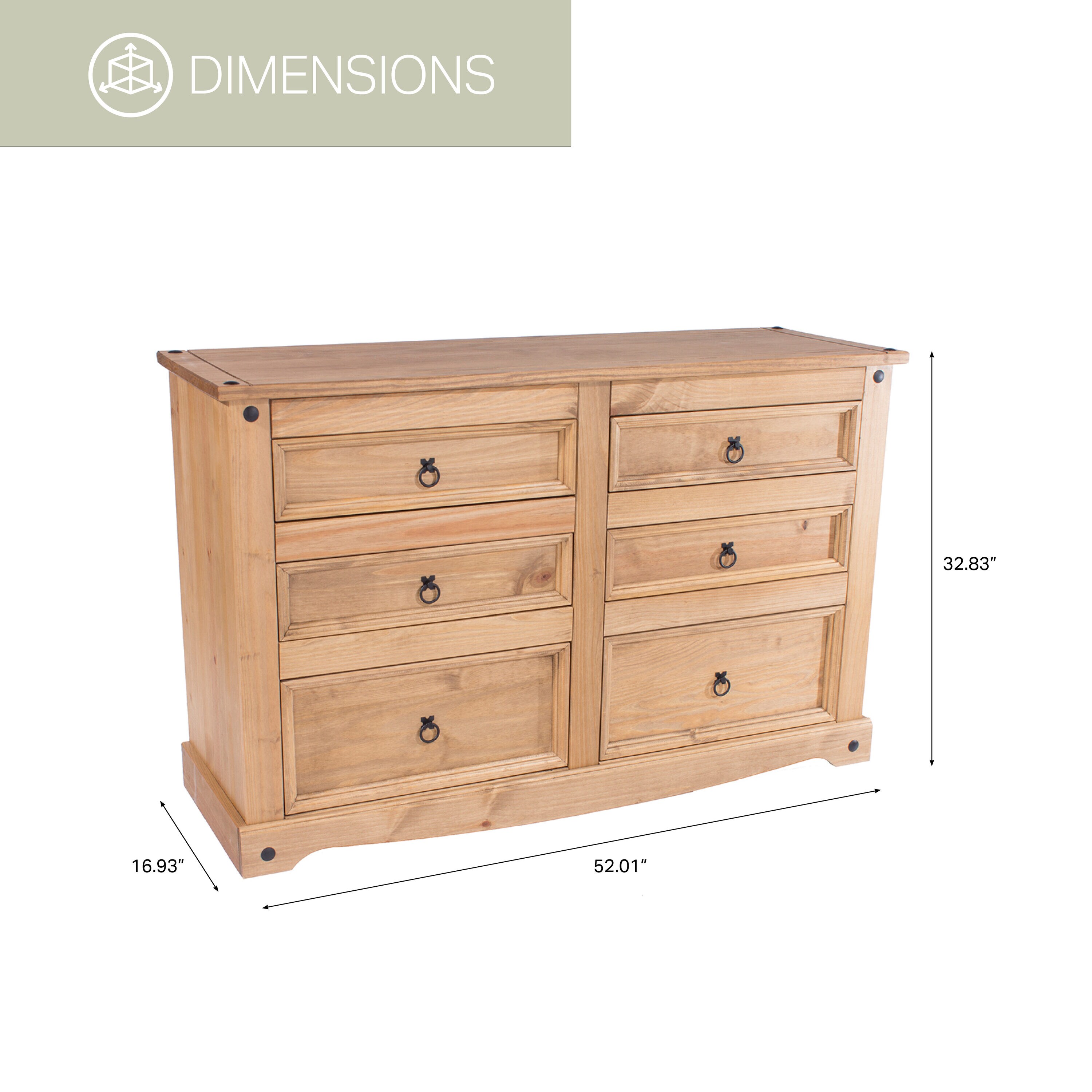 OSHOME Corona Brown Pine 6-Drawer Double Dresser At Lowes.com