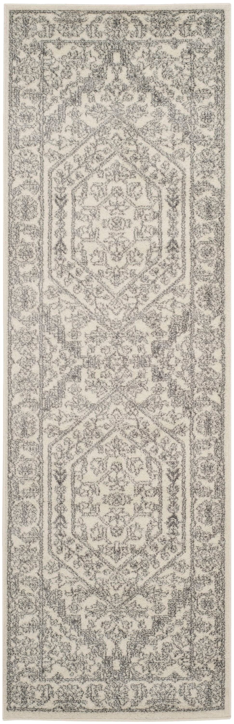 Safavieh ADR108B-222 Adirondack Herati 2 x 22 (ft) Loomed Polypropylene Ivory/Silver Rectangular Indoor Lodge Runner rug