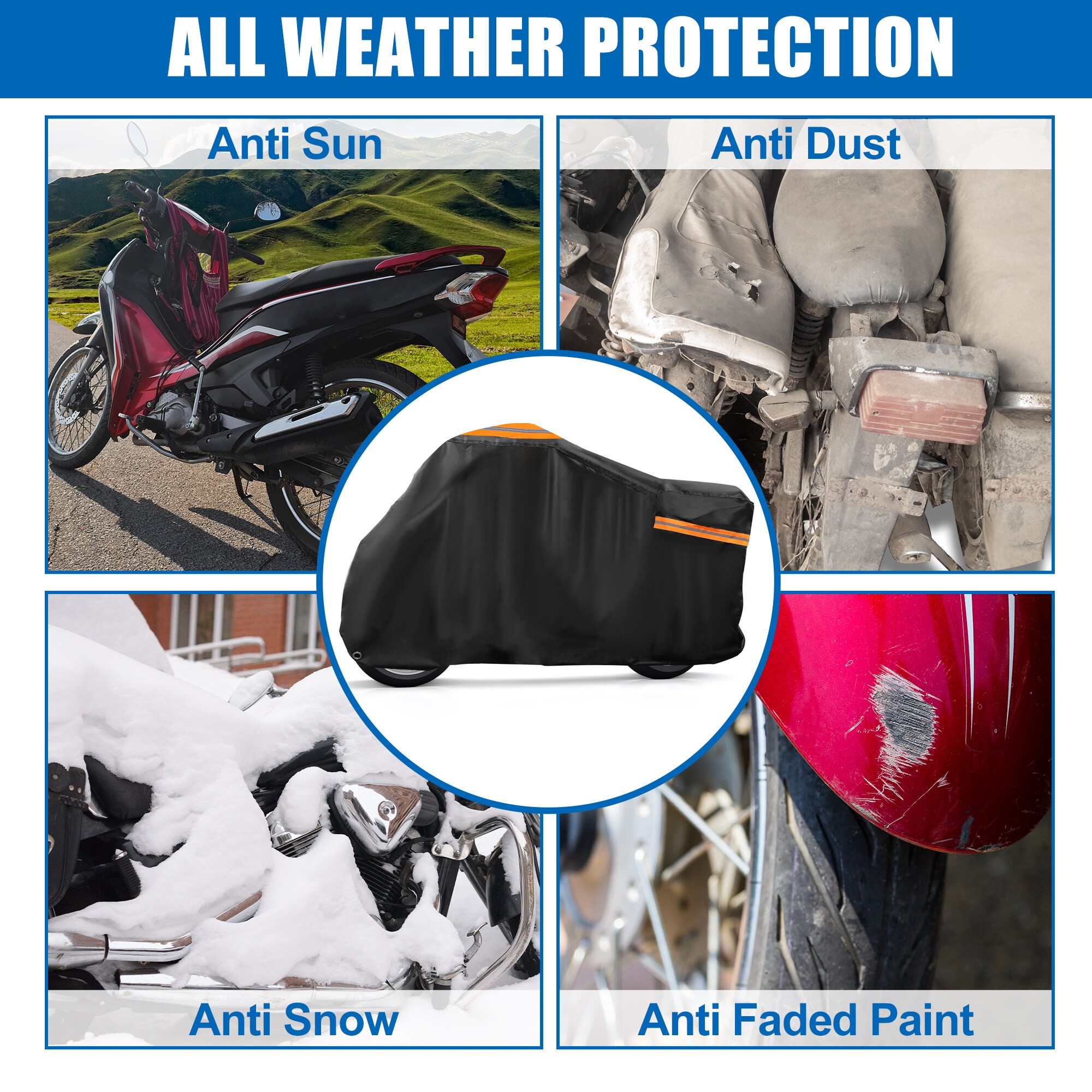 Unique Bargains Motorcycle Cover 300D Waterproof for Cruisers Models ...